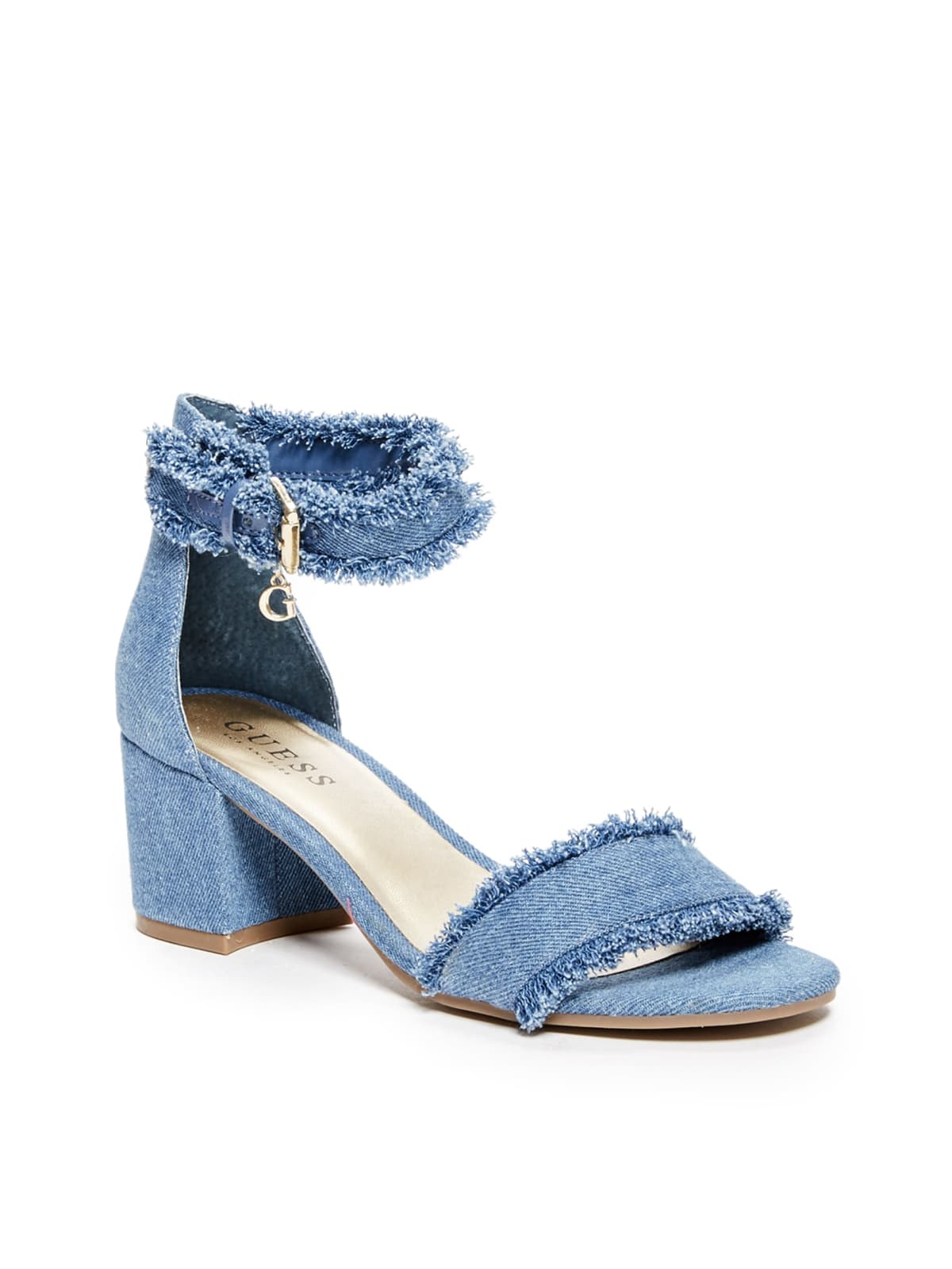 denim block heels