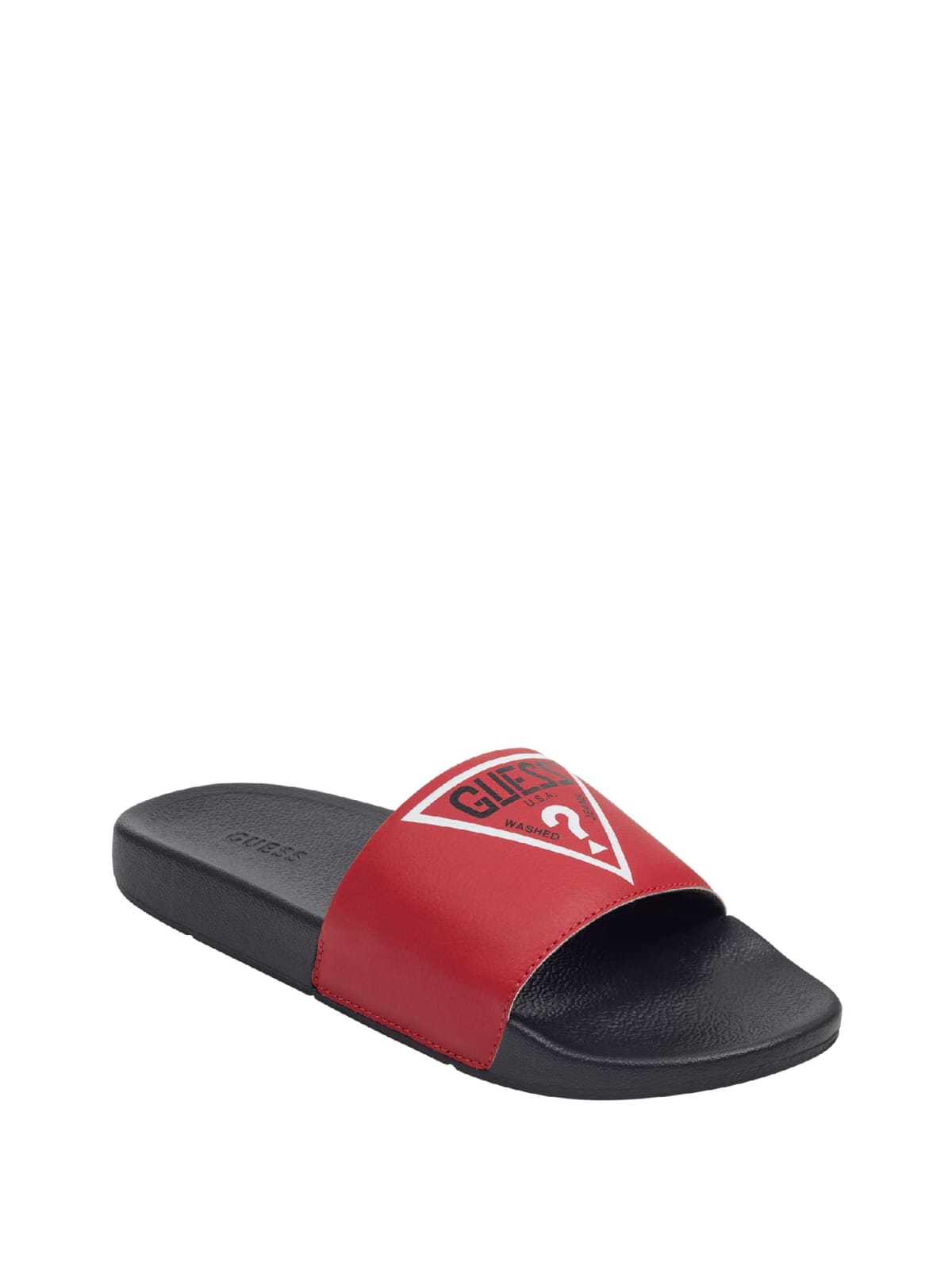 red guess flip flops