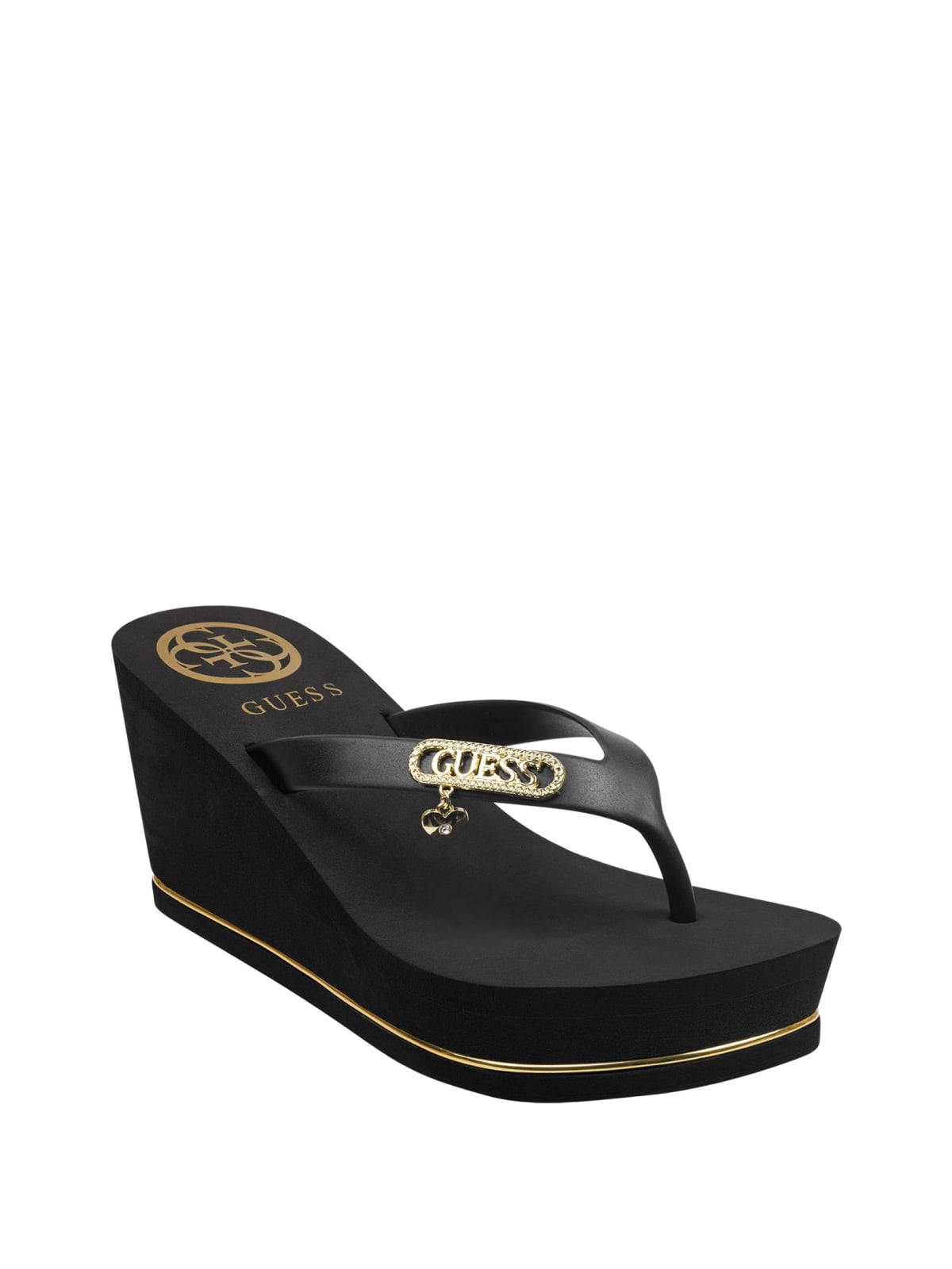 guess gold flip flops