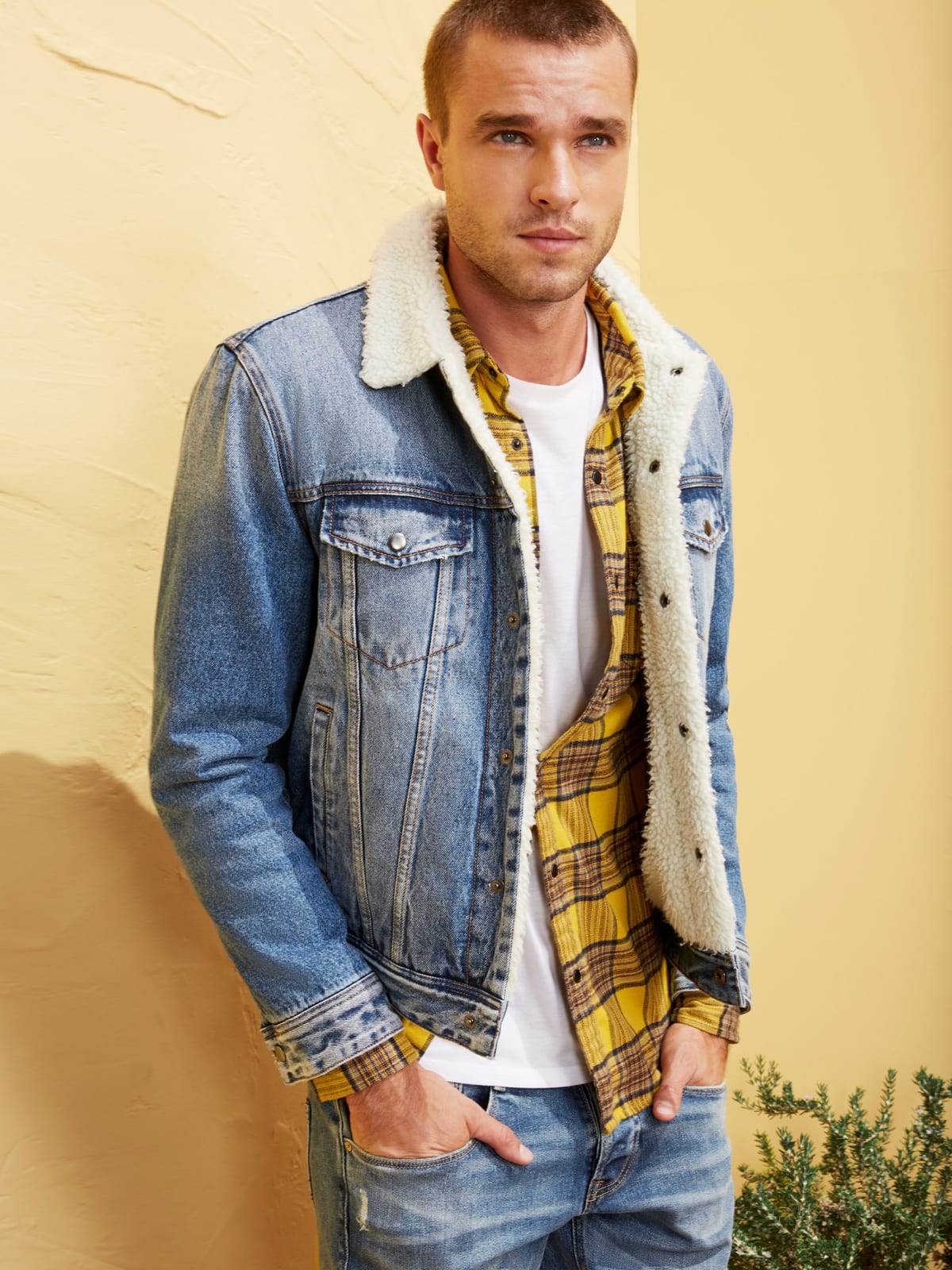 guess sherpa denim jacket