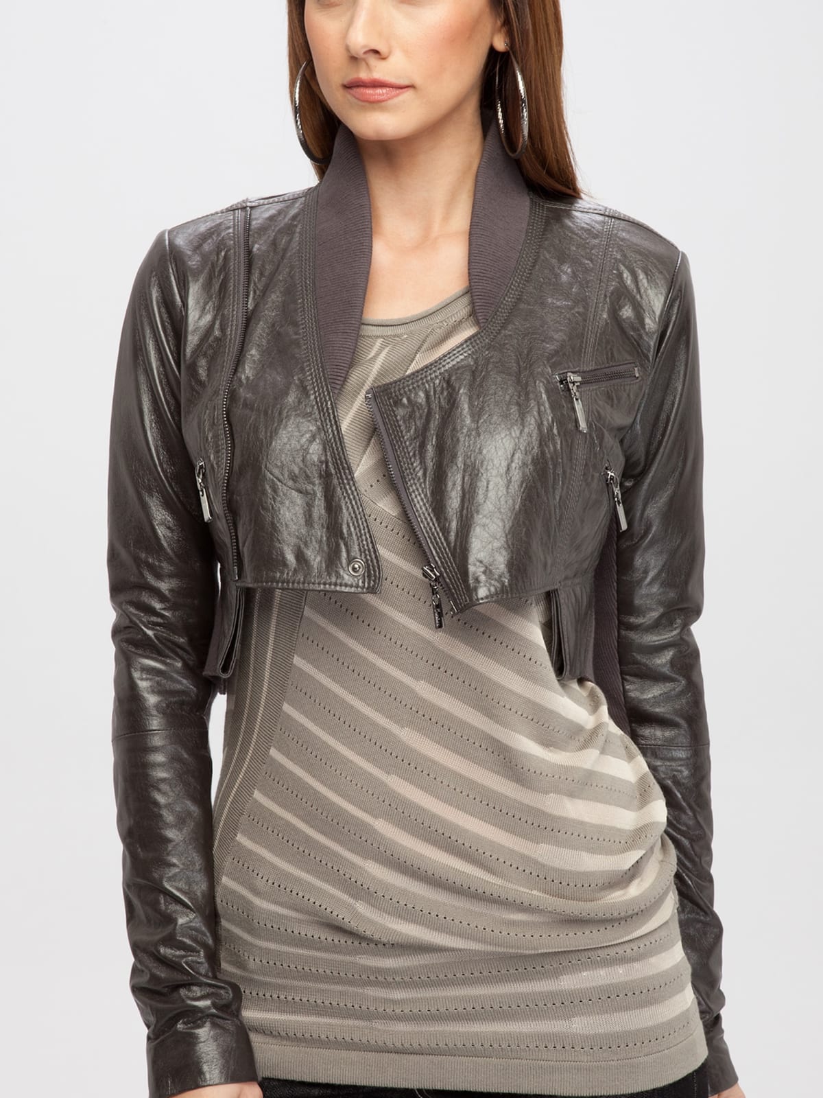 guess grey leather jacket