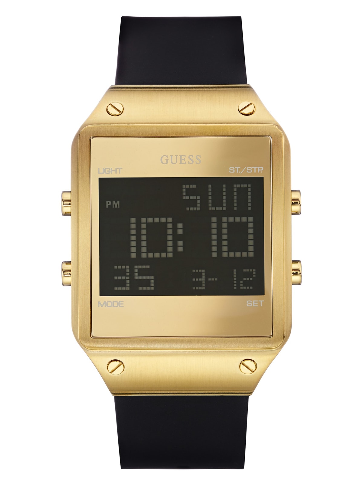 black and gold digital watch
