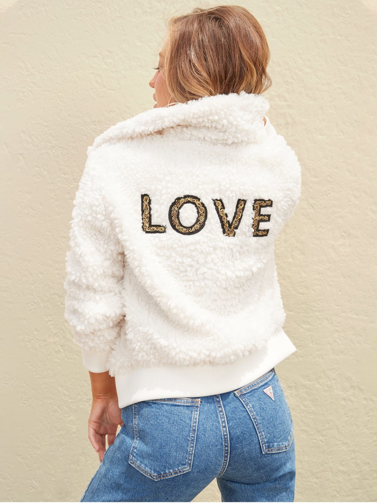 guess faux fur bomber