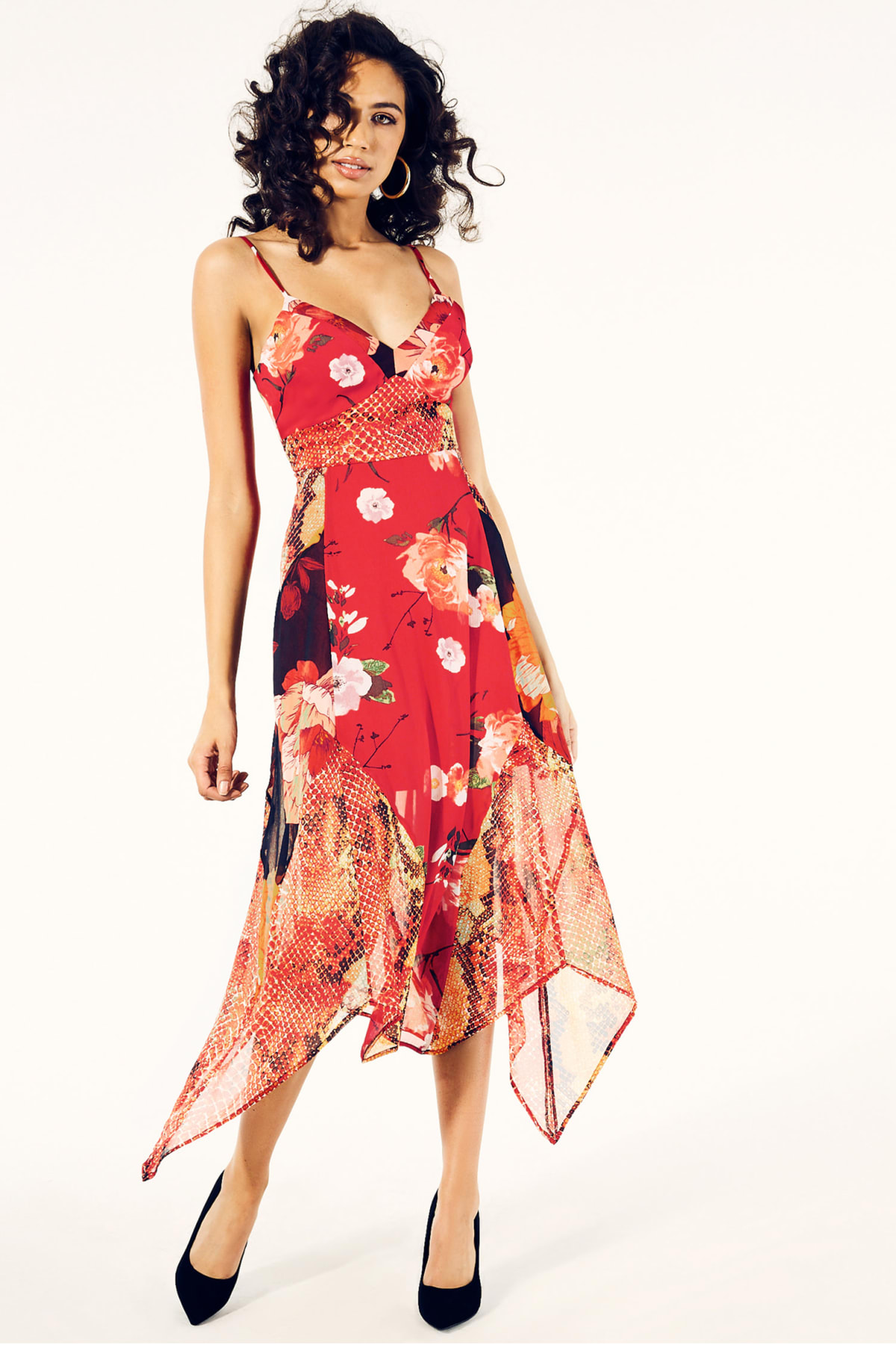 guess red floral dress
