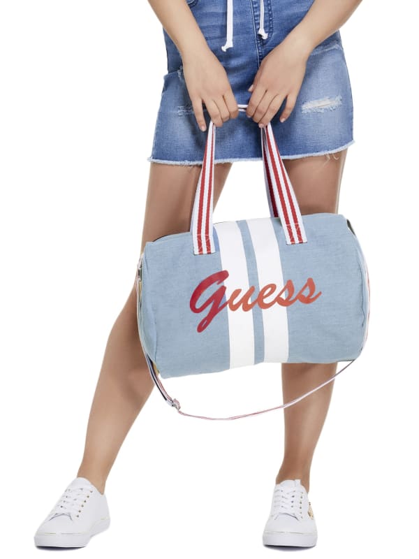 guess denim duffle bag