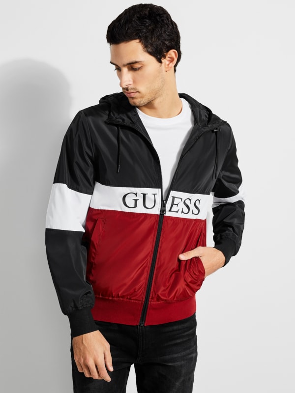 guess hooded logo windbreaker Shop