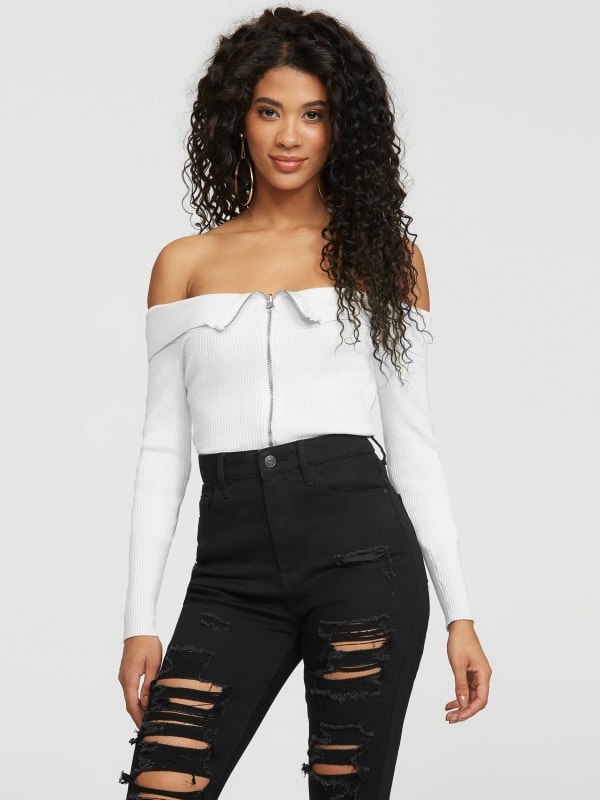 Gale Zip Up Off The Shoulder Sweater Gbyguess Com Shop for return in india buy latest range of return at myntra free shipping cod easy returns and exchanges. g by guess