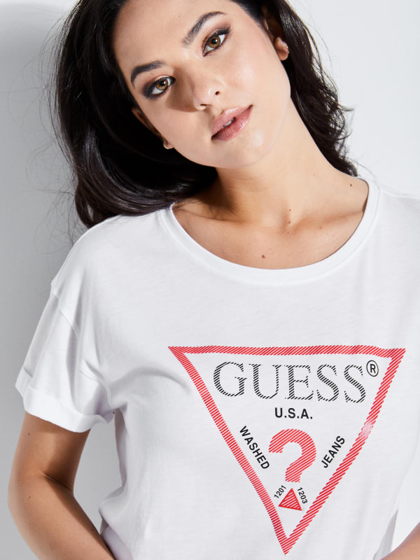 guess longline logo tee