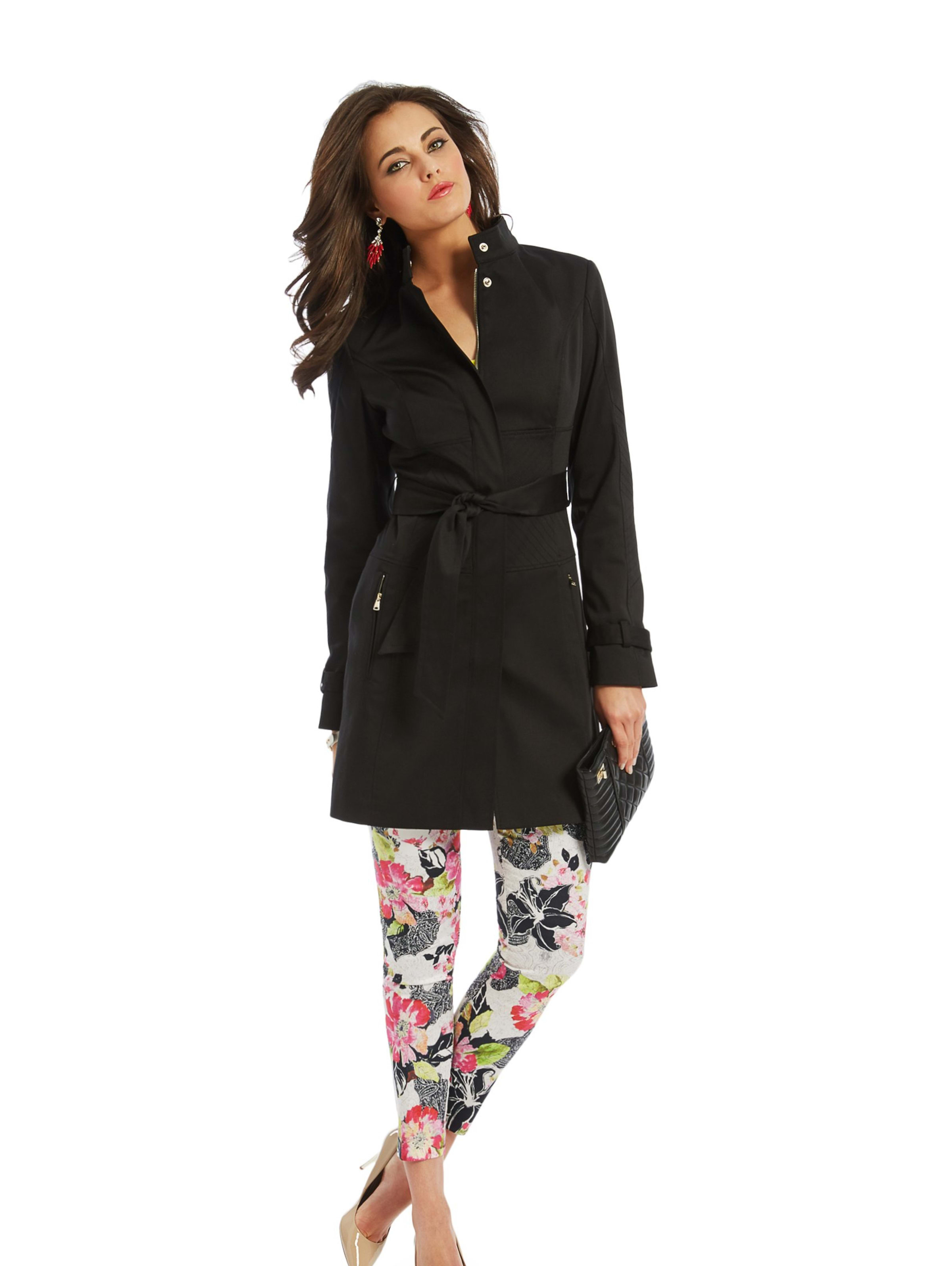 guess black trench coat
