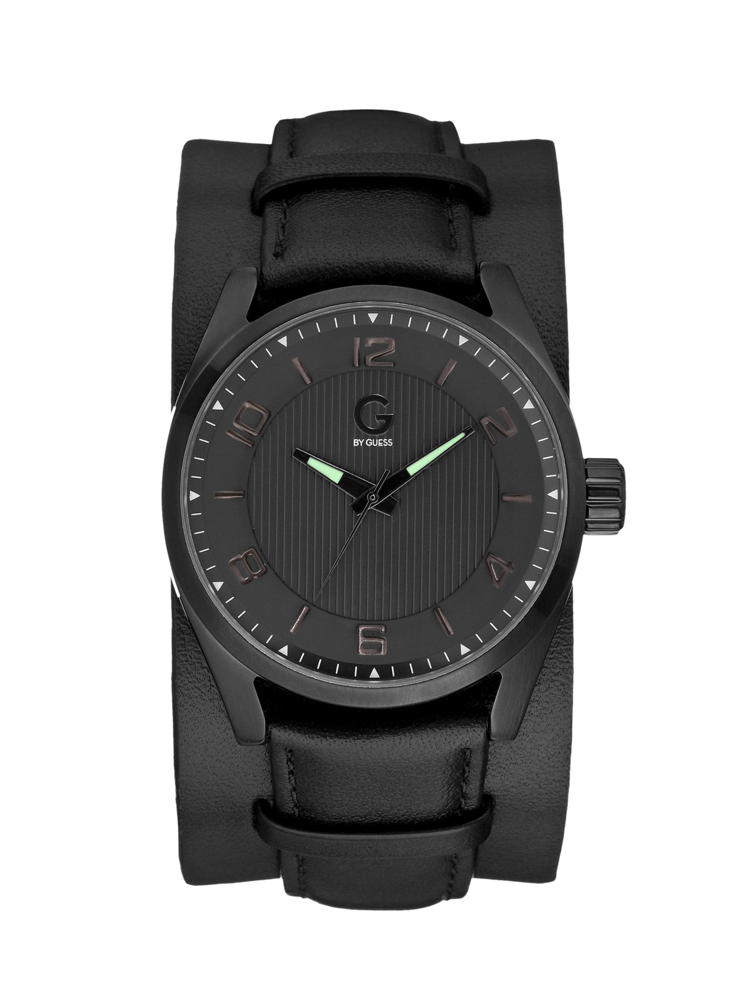 black leather cuff watch