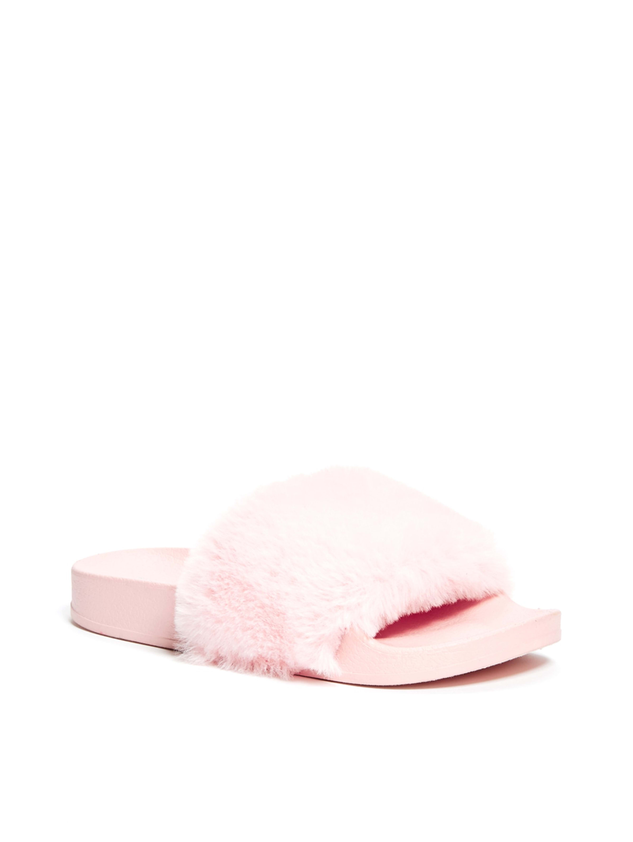 guess fur slide sandals