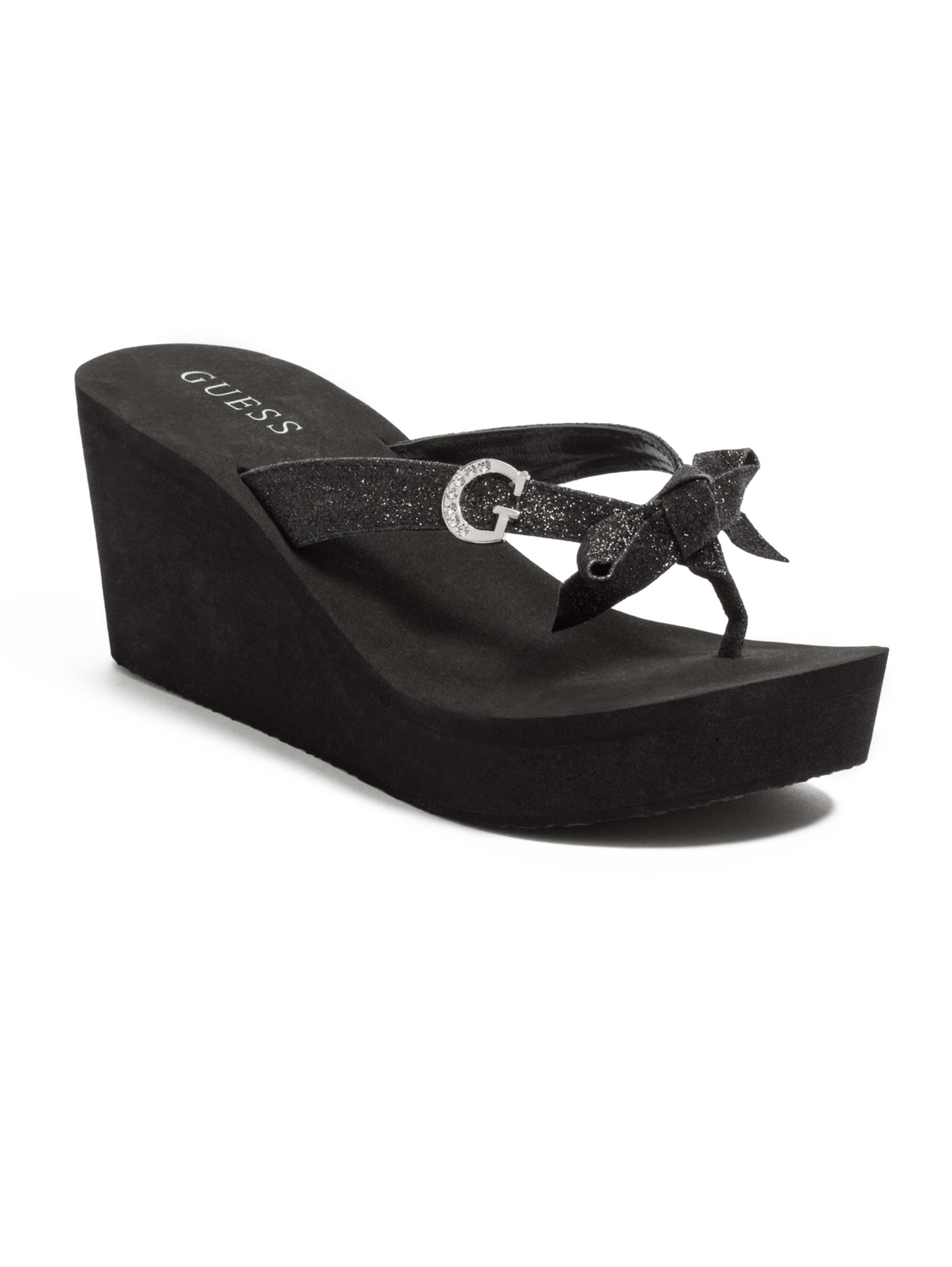 guess black wedge flip flops