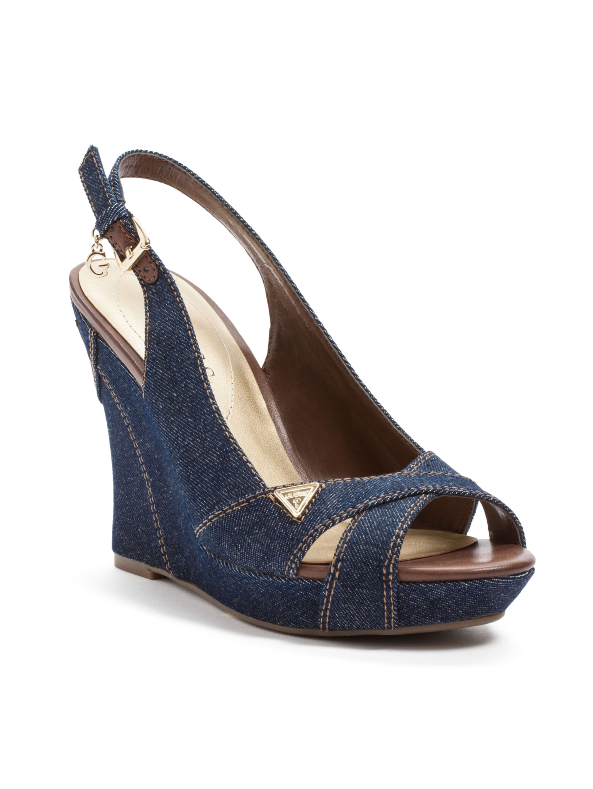 blue jean wedge heels