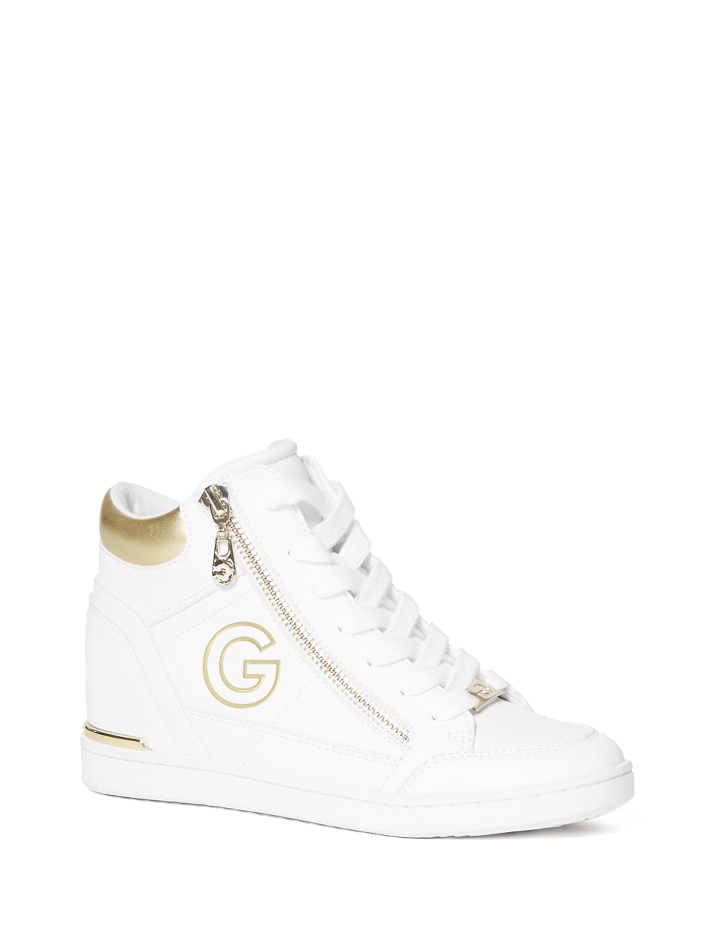 guess white wedge sneakers