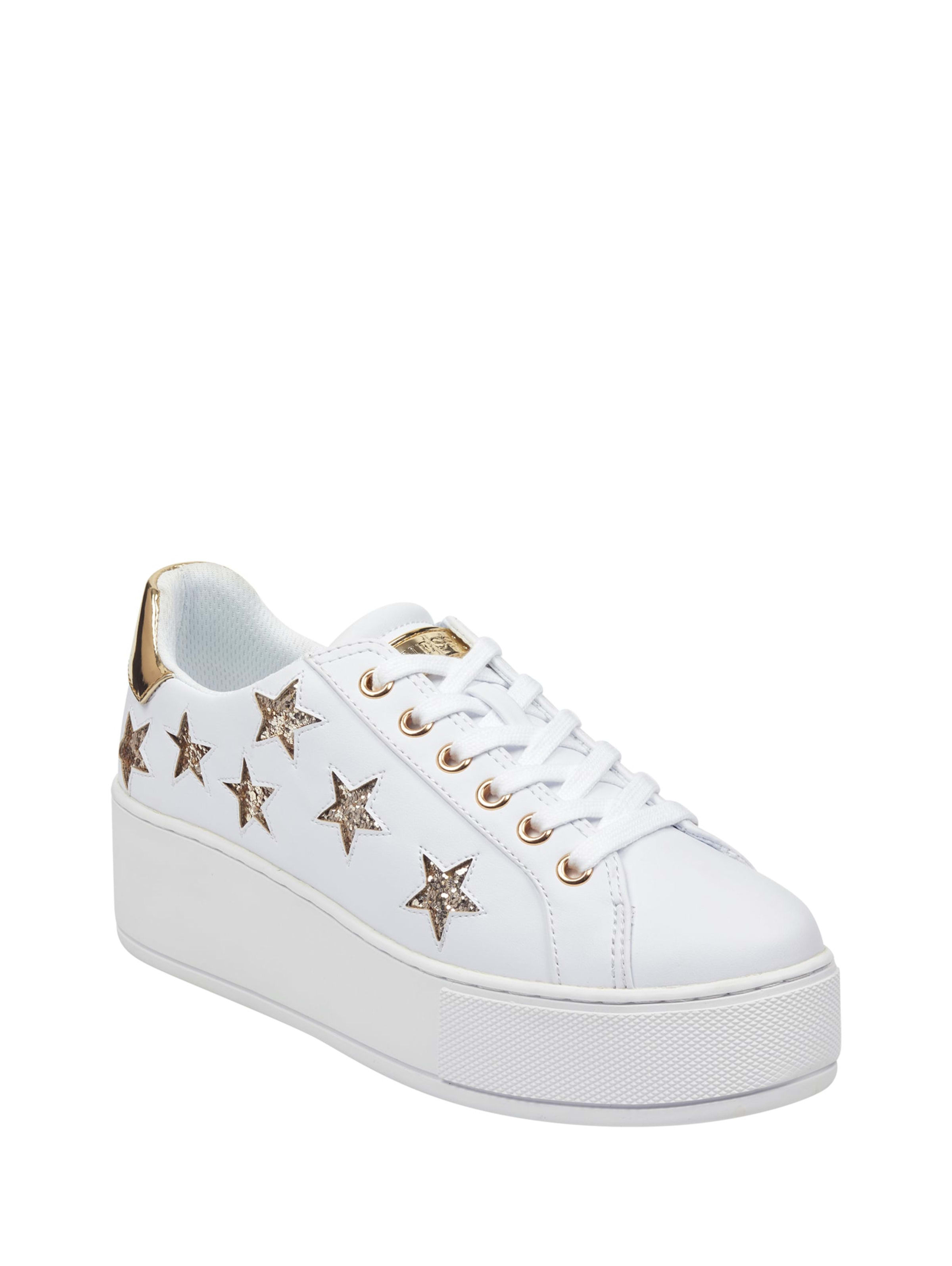 white platform sneakers with stars
