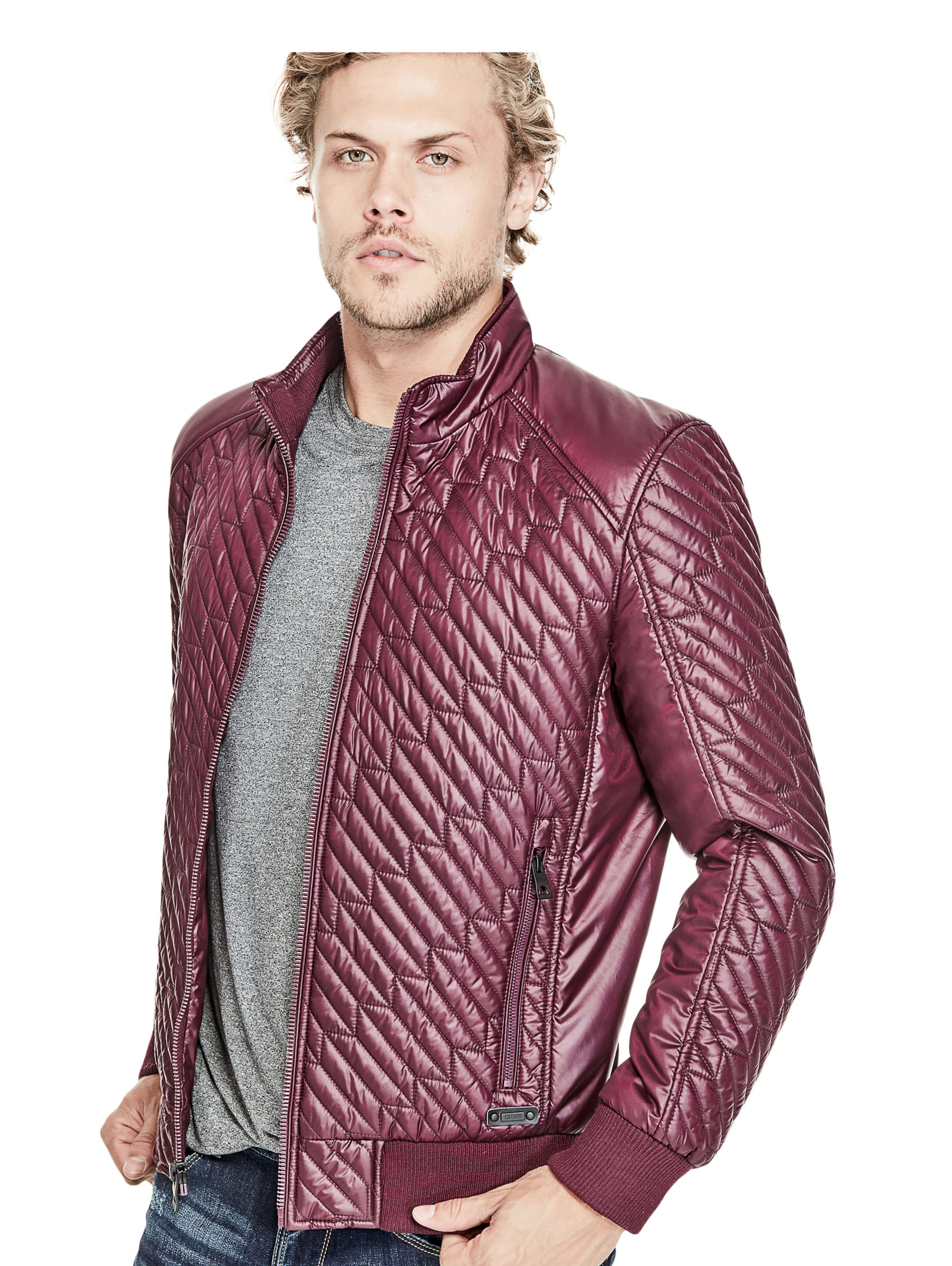 guess jake quilted bomber jacket