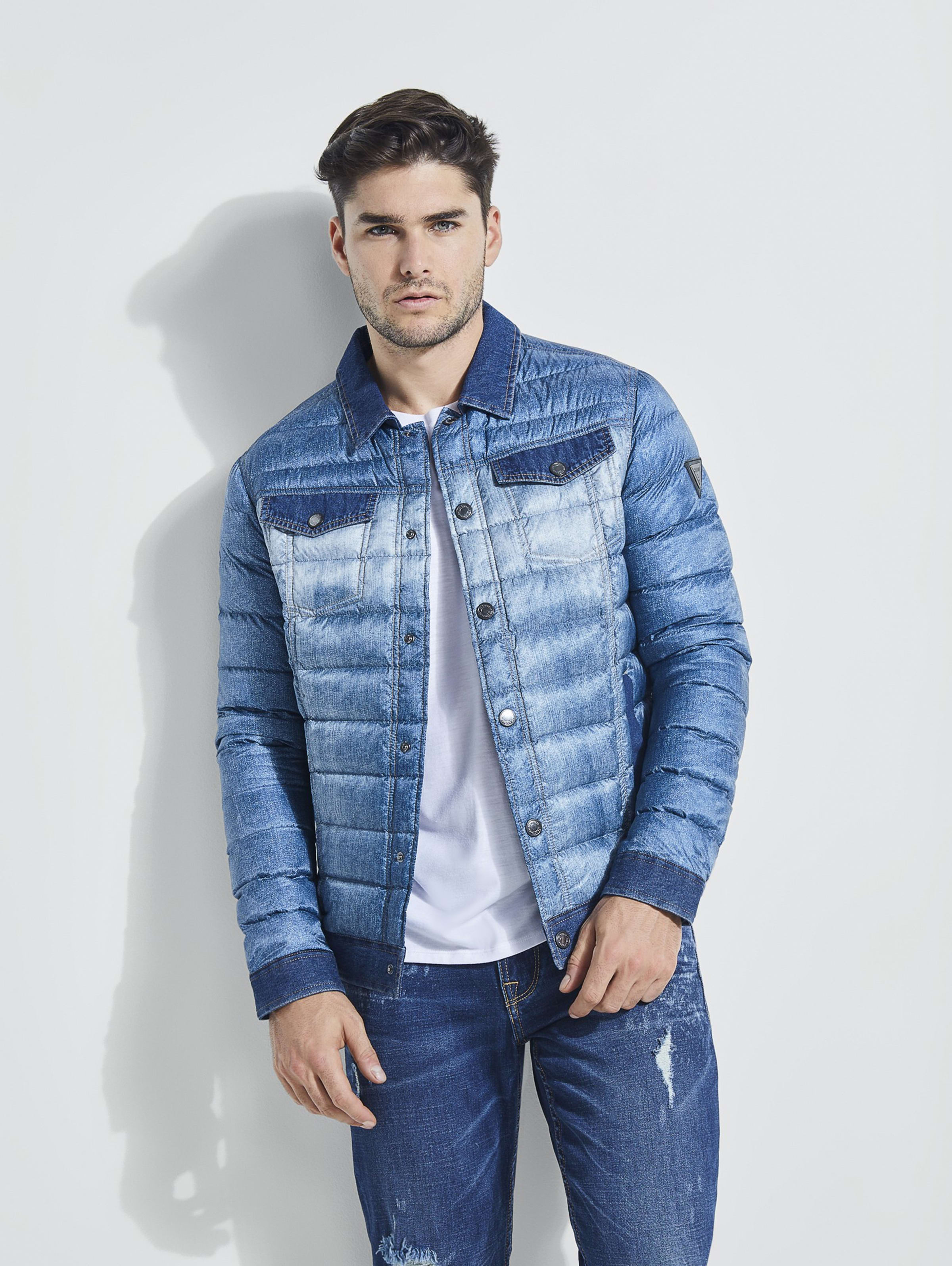 guess denim puffer jacket