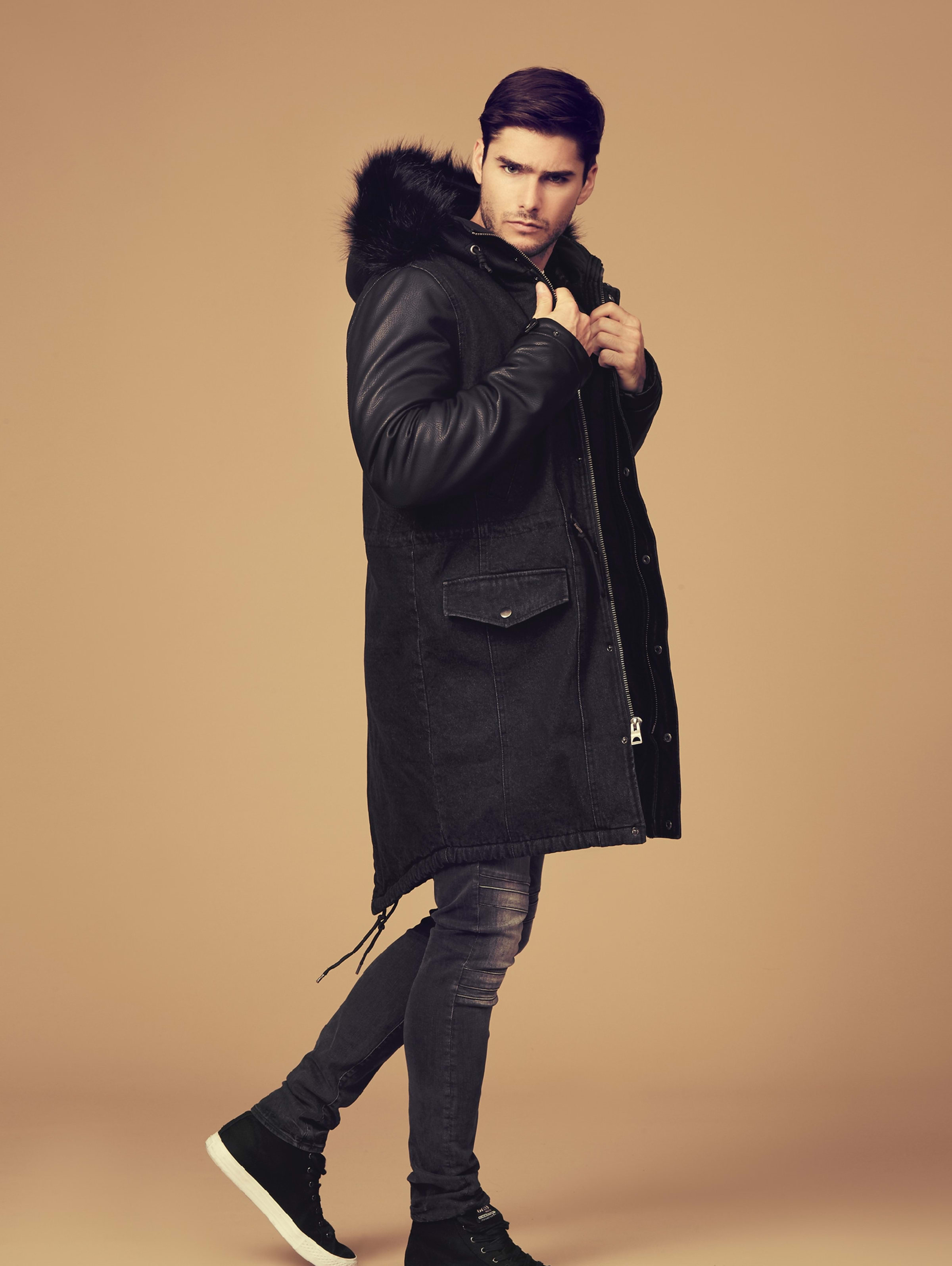 denim fishtail parka