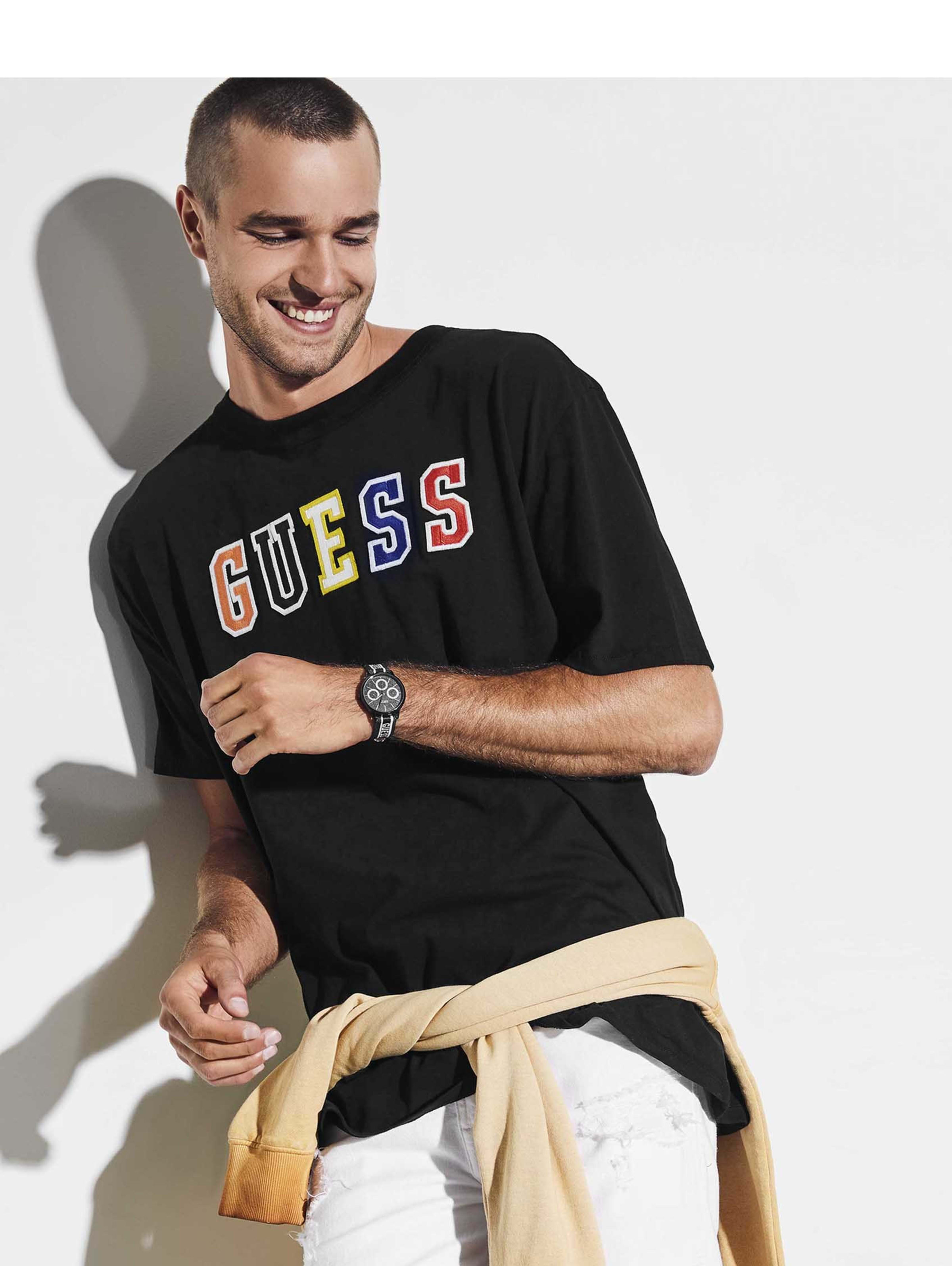 guess originals oversized multicolor logo tee