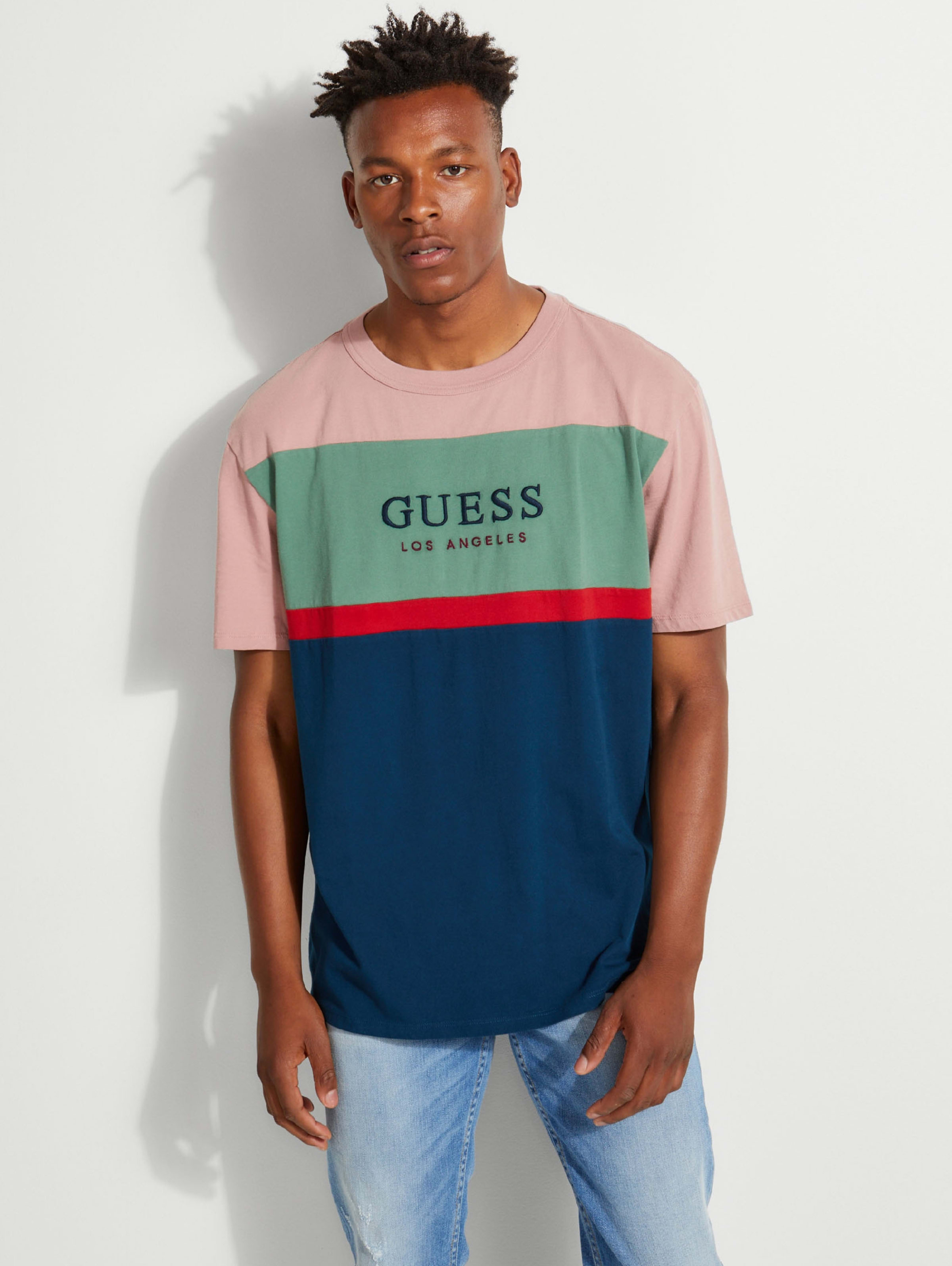 guess color block shirt