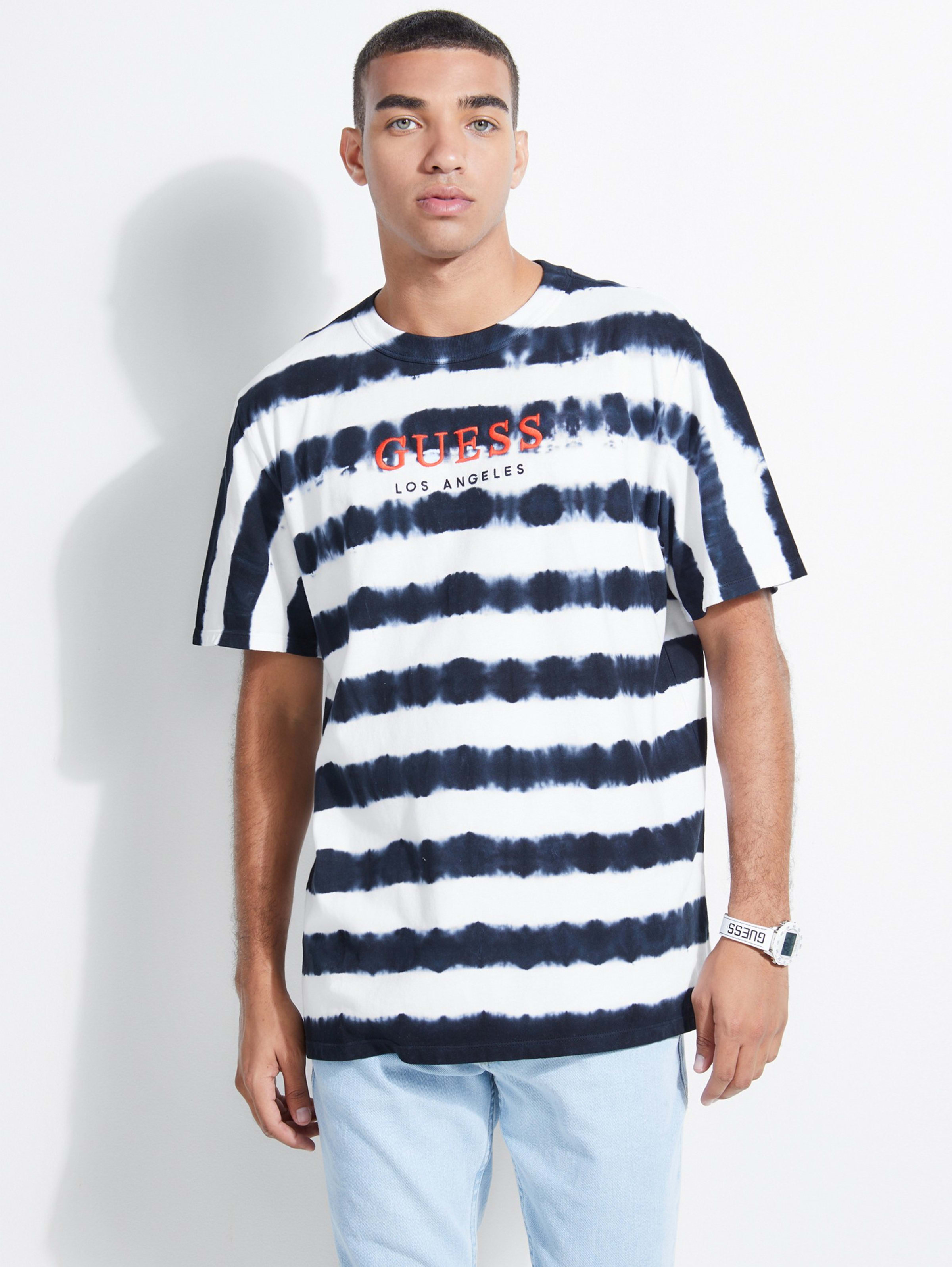 Guess Originals Oversized Tie Dye Striped Logo Tee Guess Com