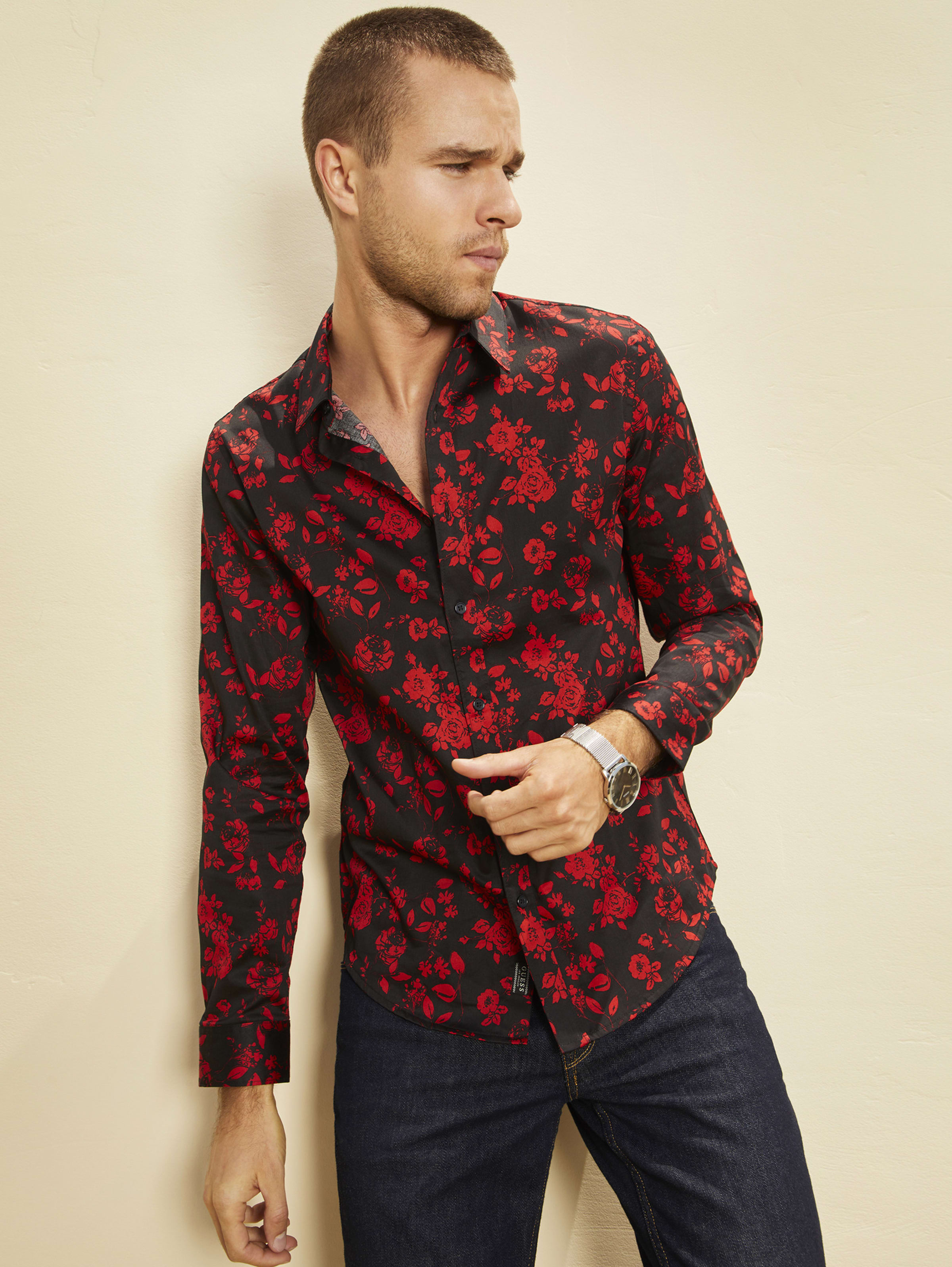 guess mens floral shirt