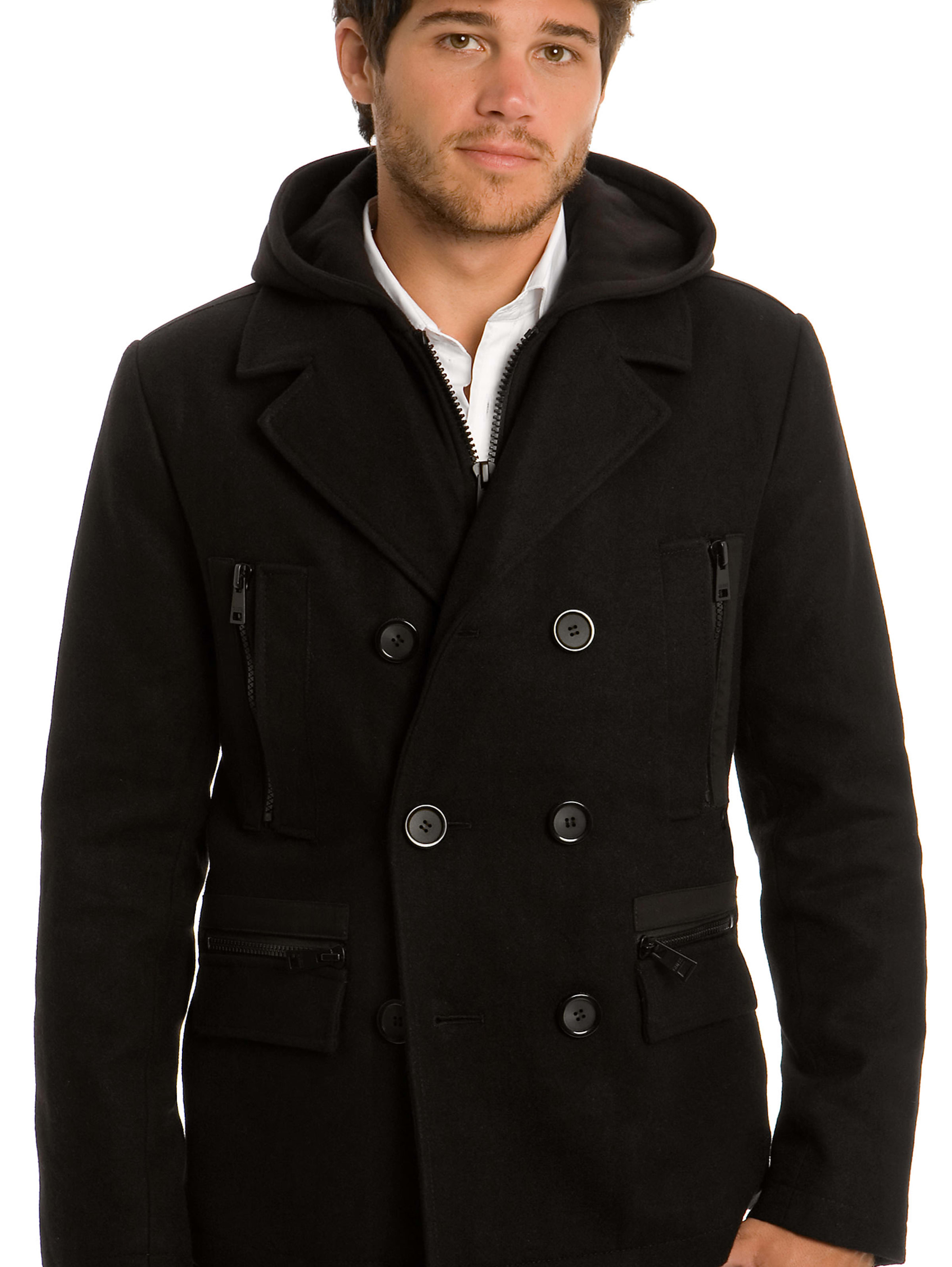 guess mens peacoat with hood