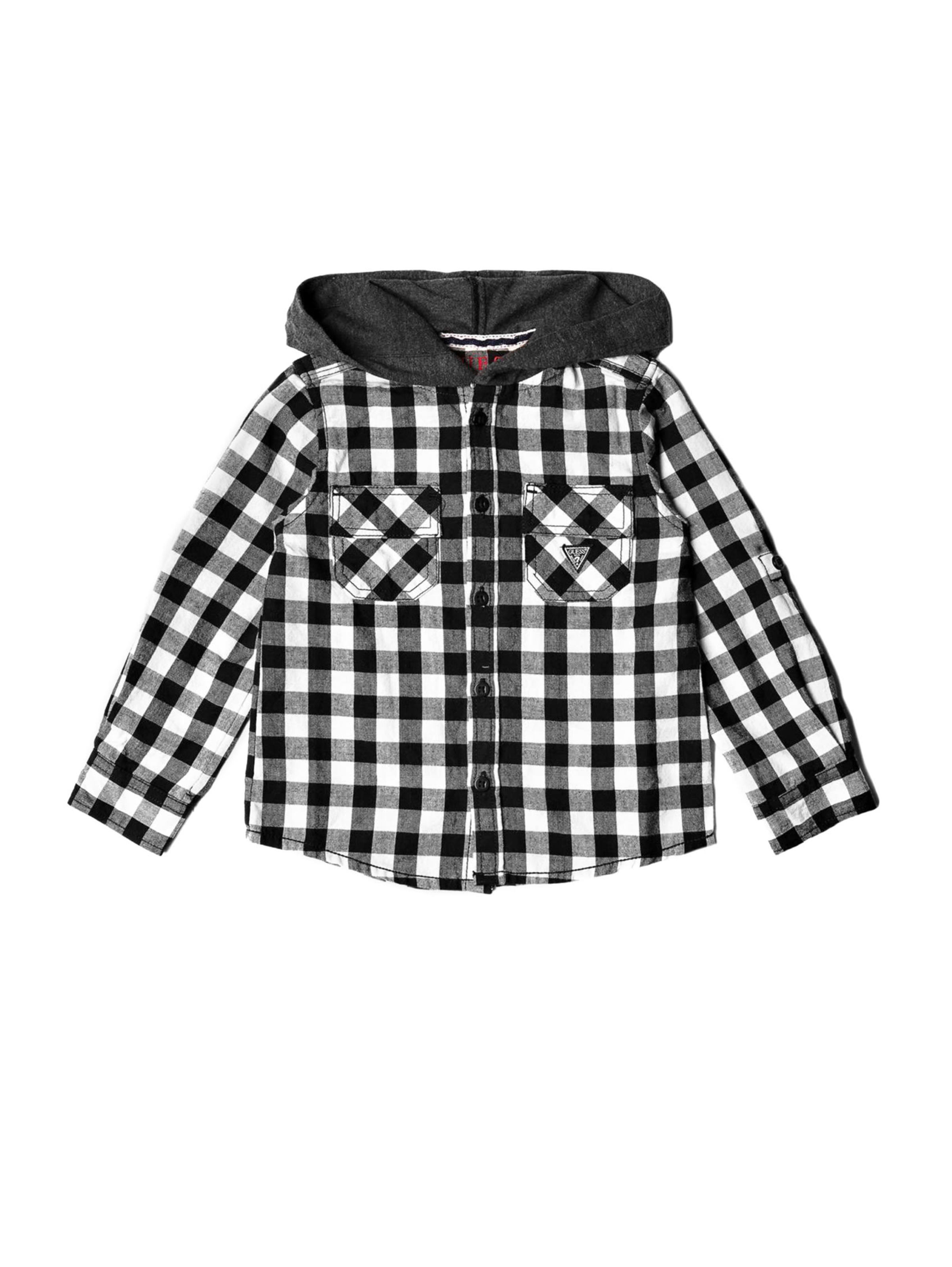 gingham hooded shirt