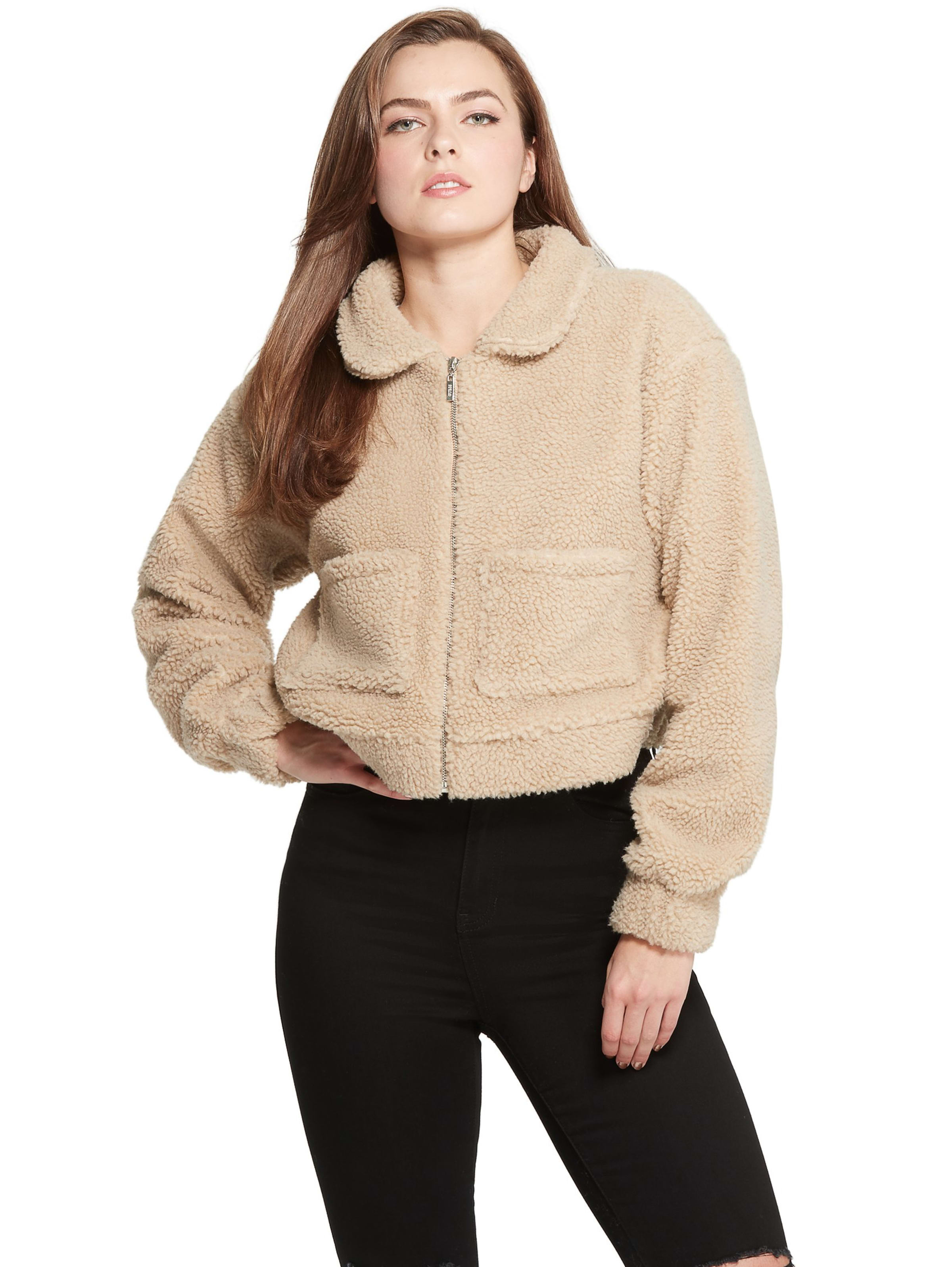 guess teddy faux fur coat