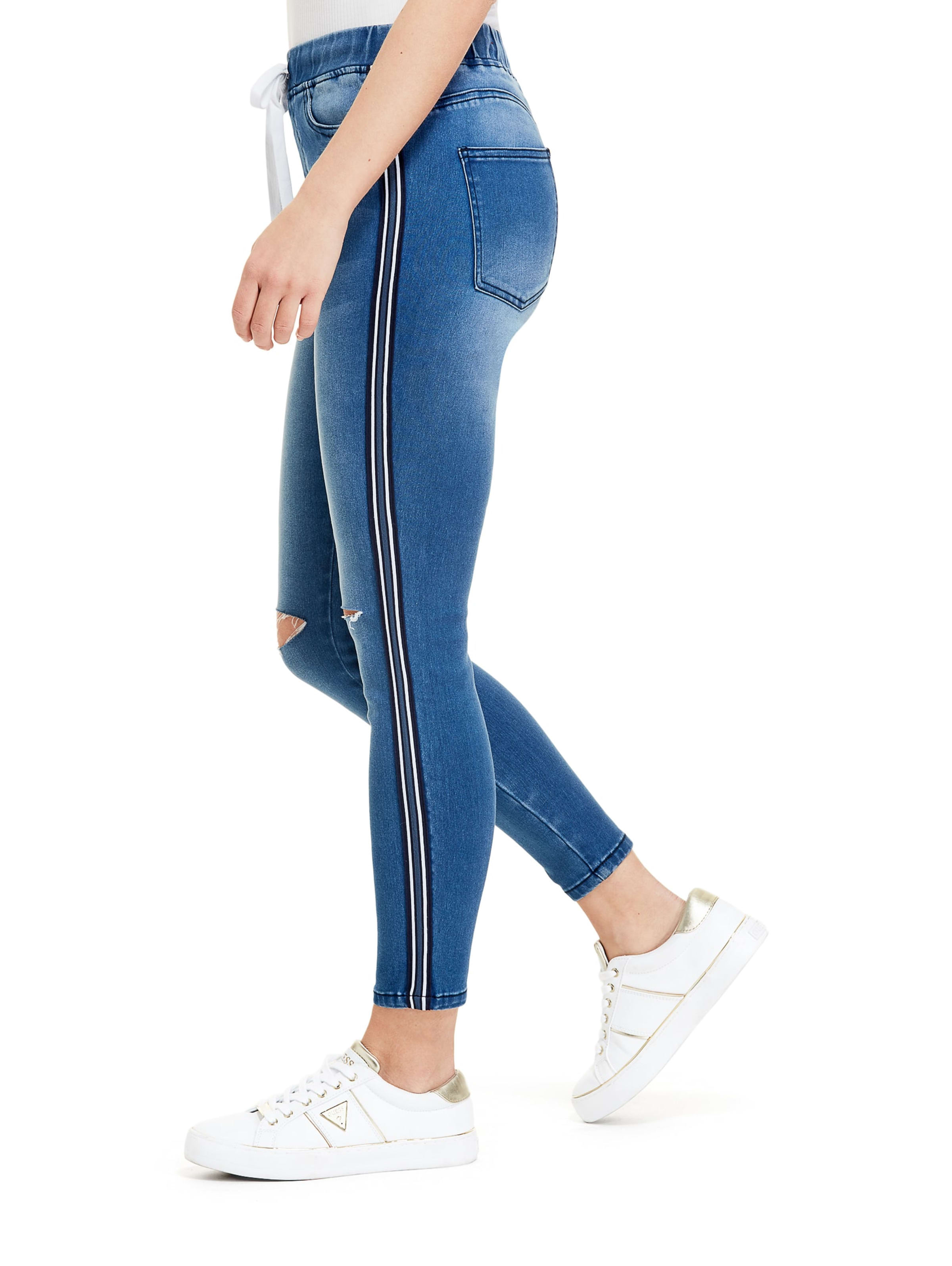 side stripe denim joggers