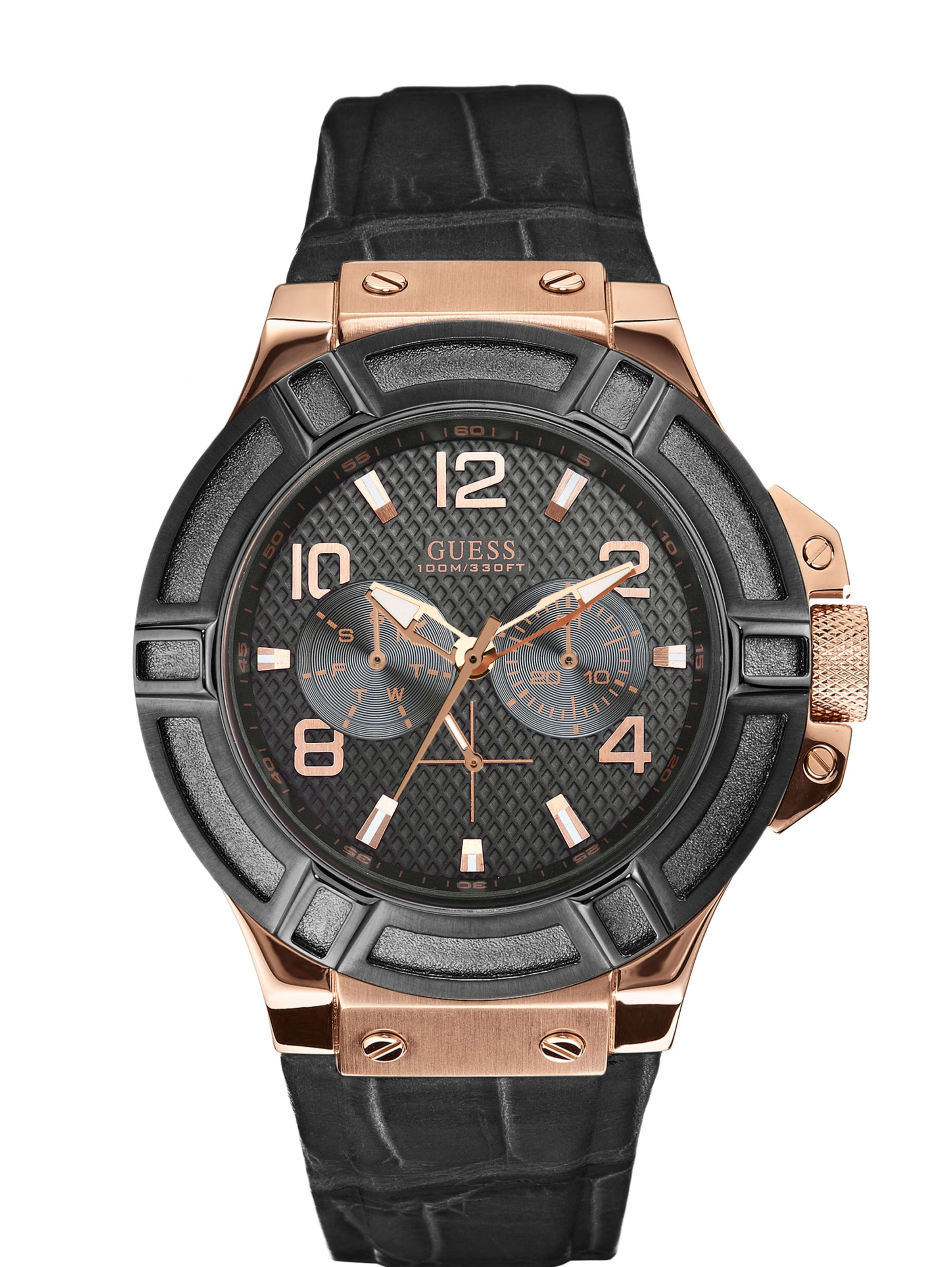 Black And Rose Gold Tone Rigor Standout Sport Casual Watch Guess Ca