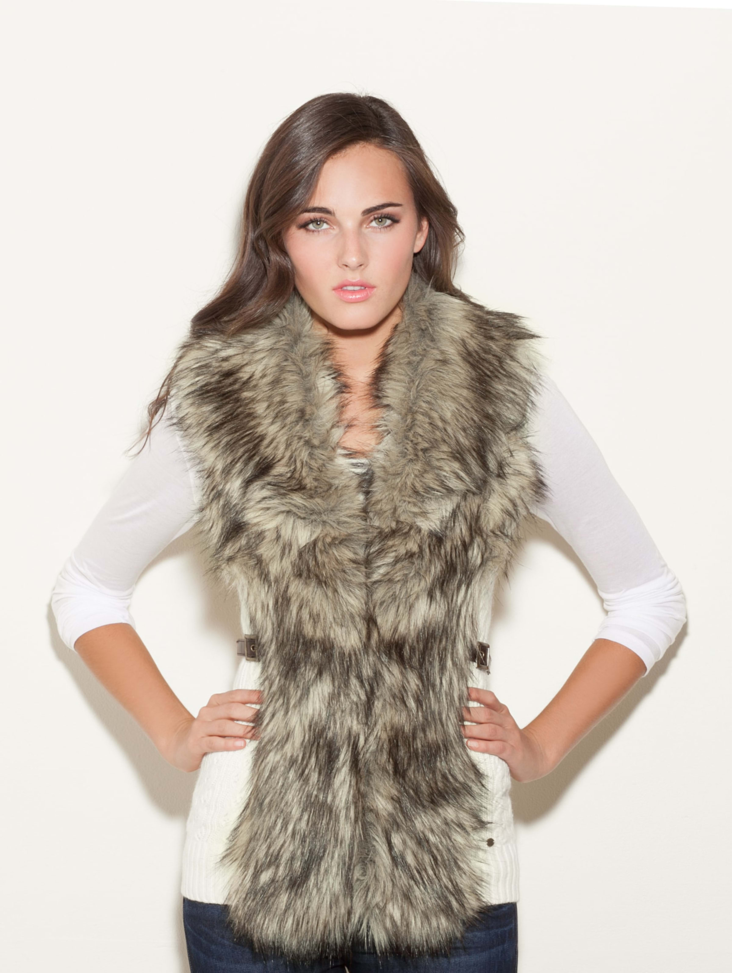 guess fur vest