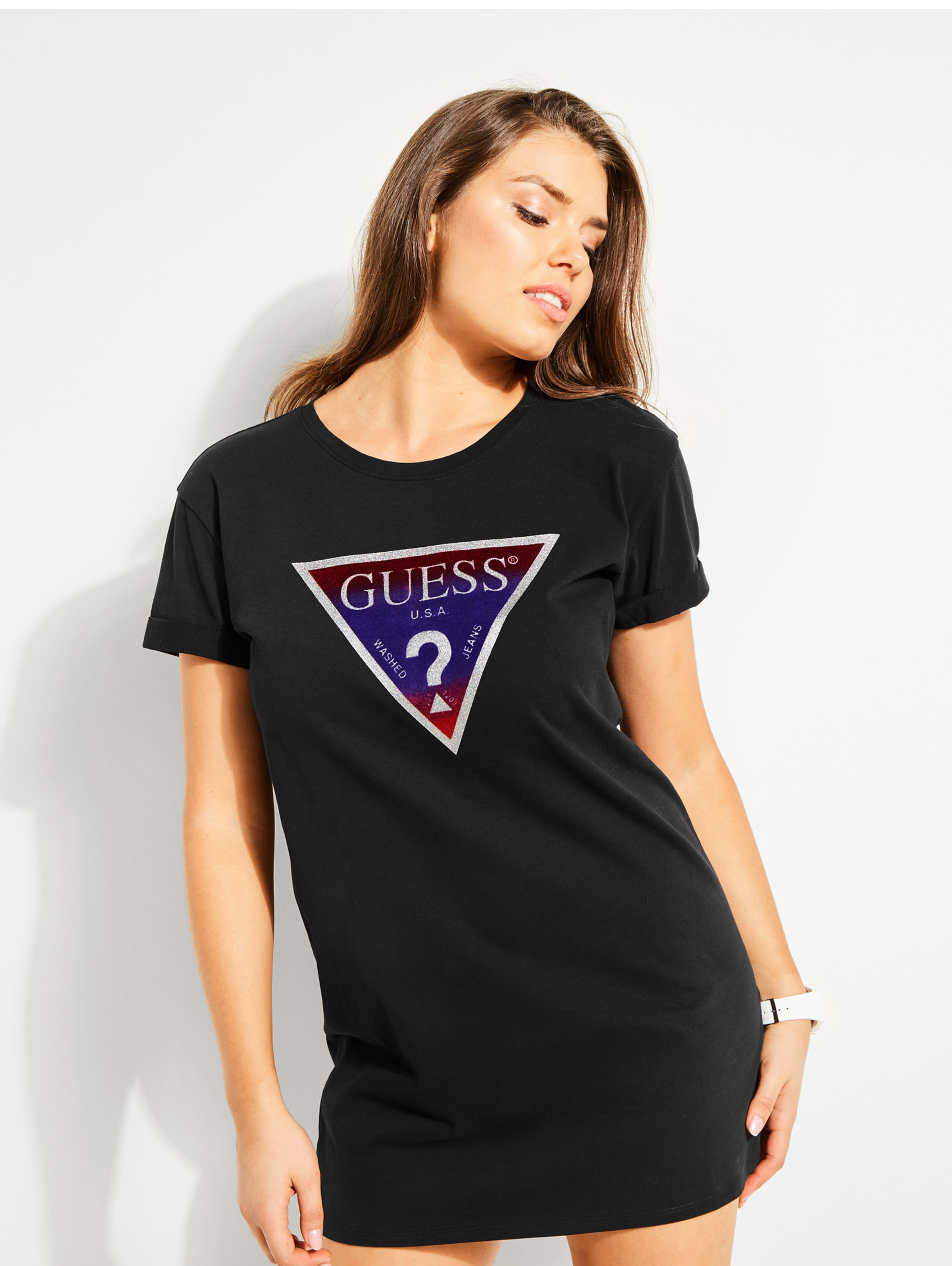 guess longline logo tee