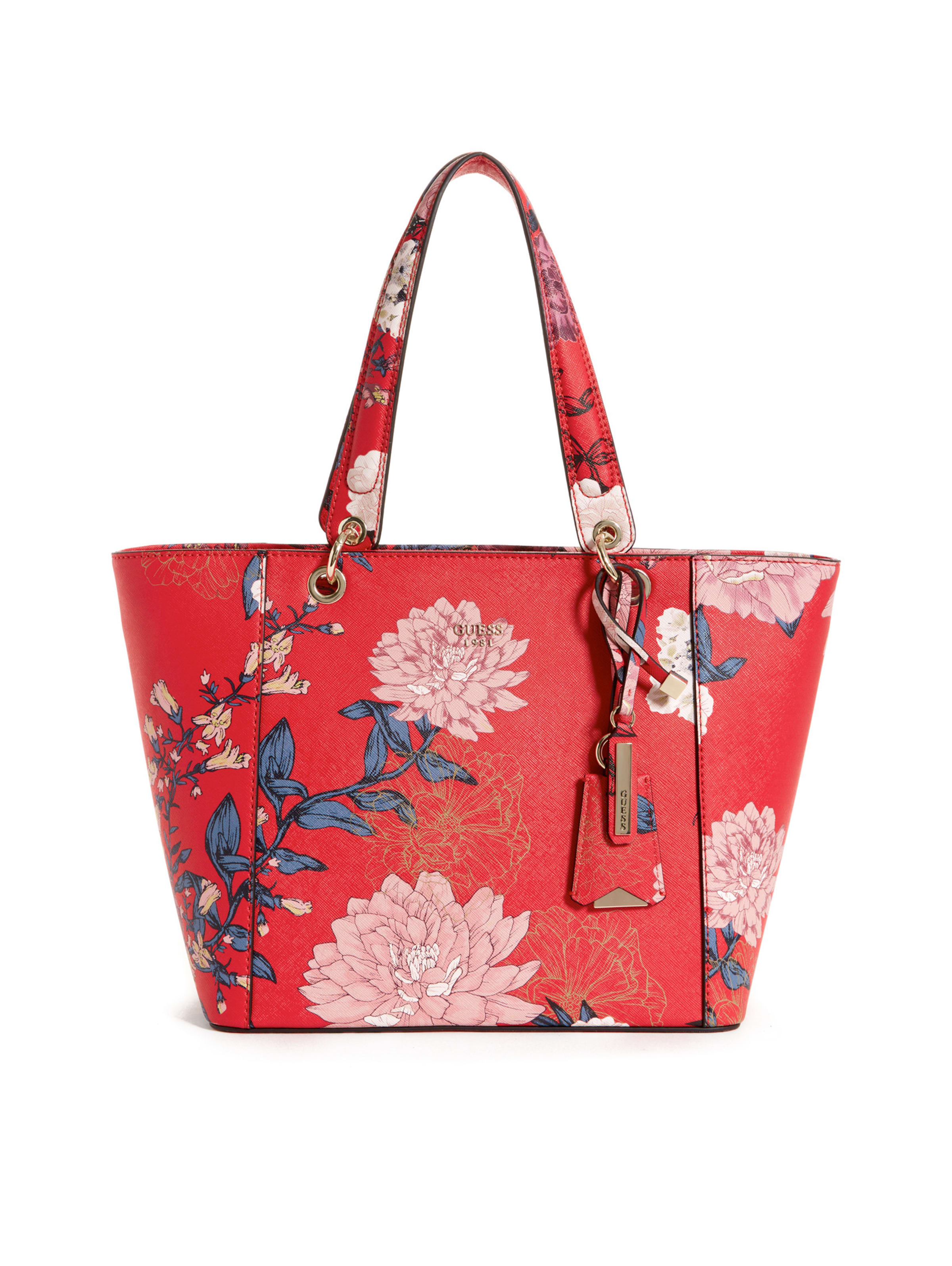 guess red floral bag