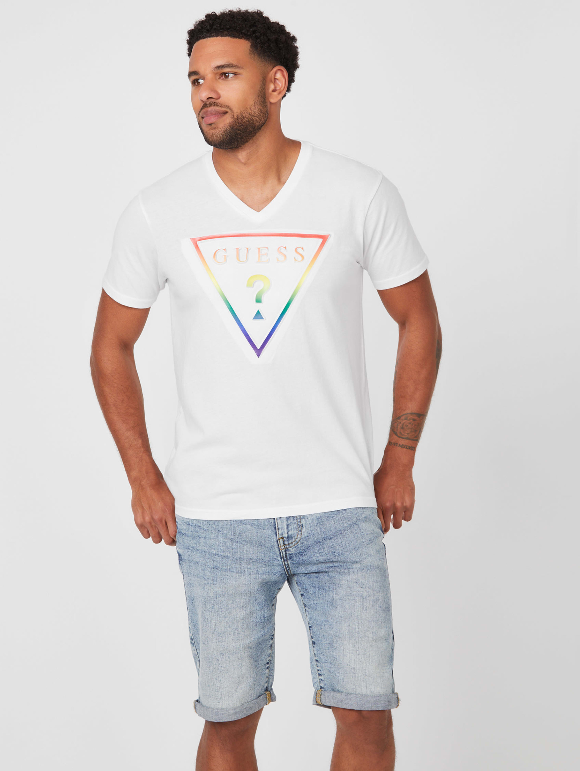 Taft Rainbow Embossed Logo Tee Guessfactory Com