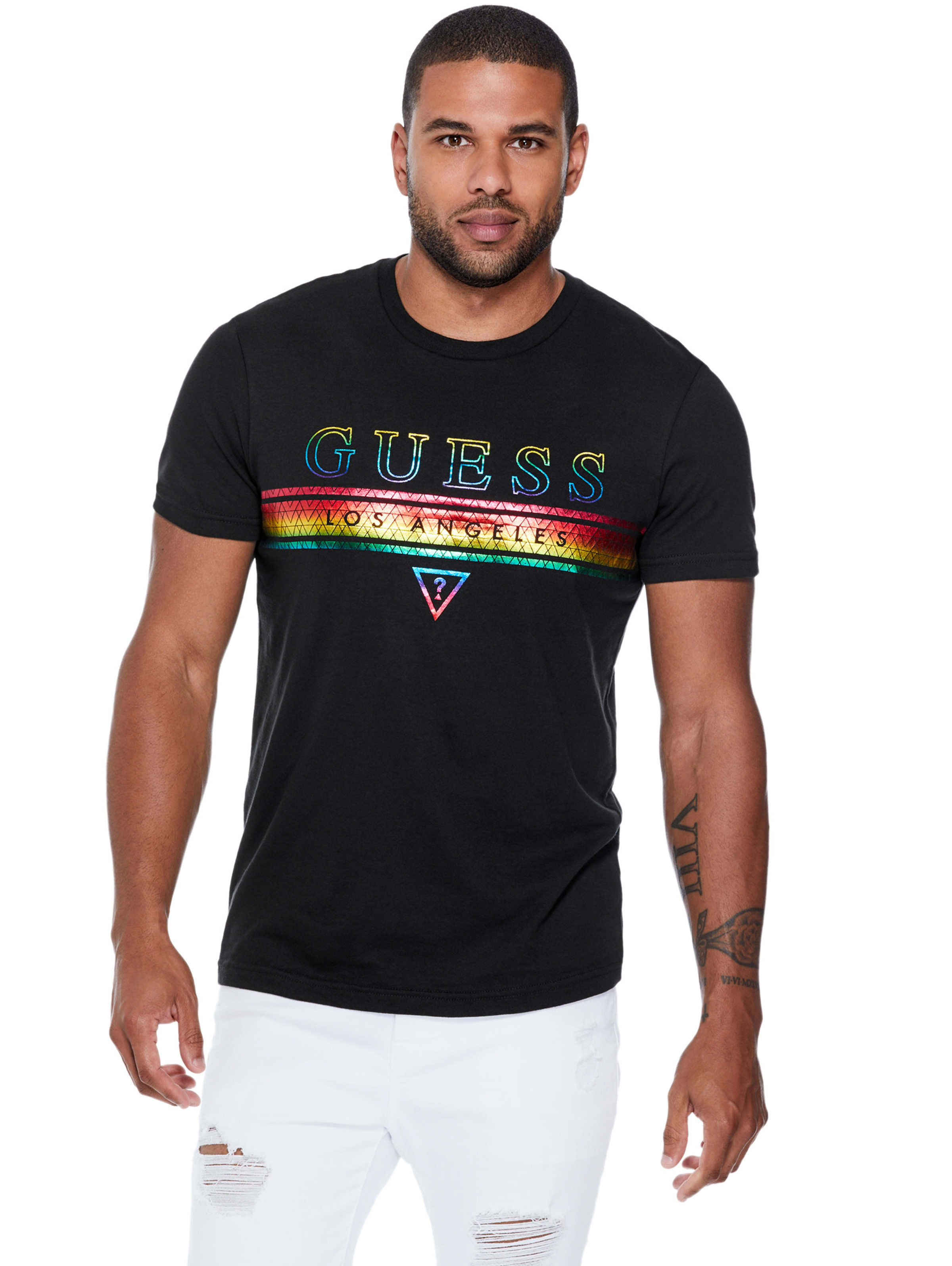 rainbow guess jeans shirt