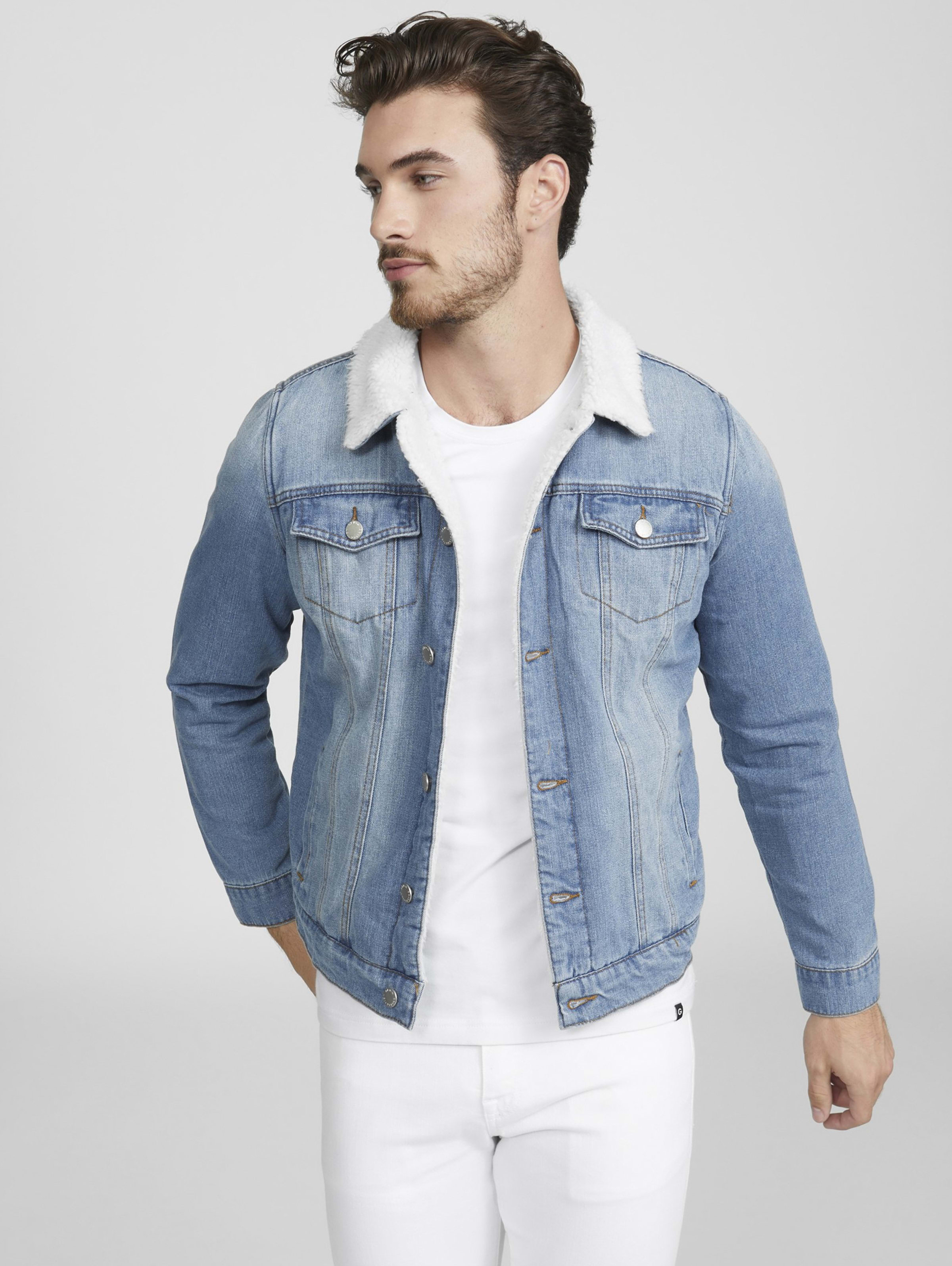 guess sherpa denim jacket