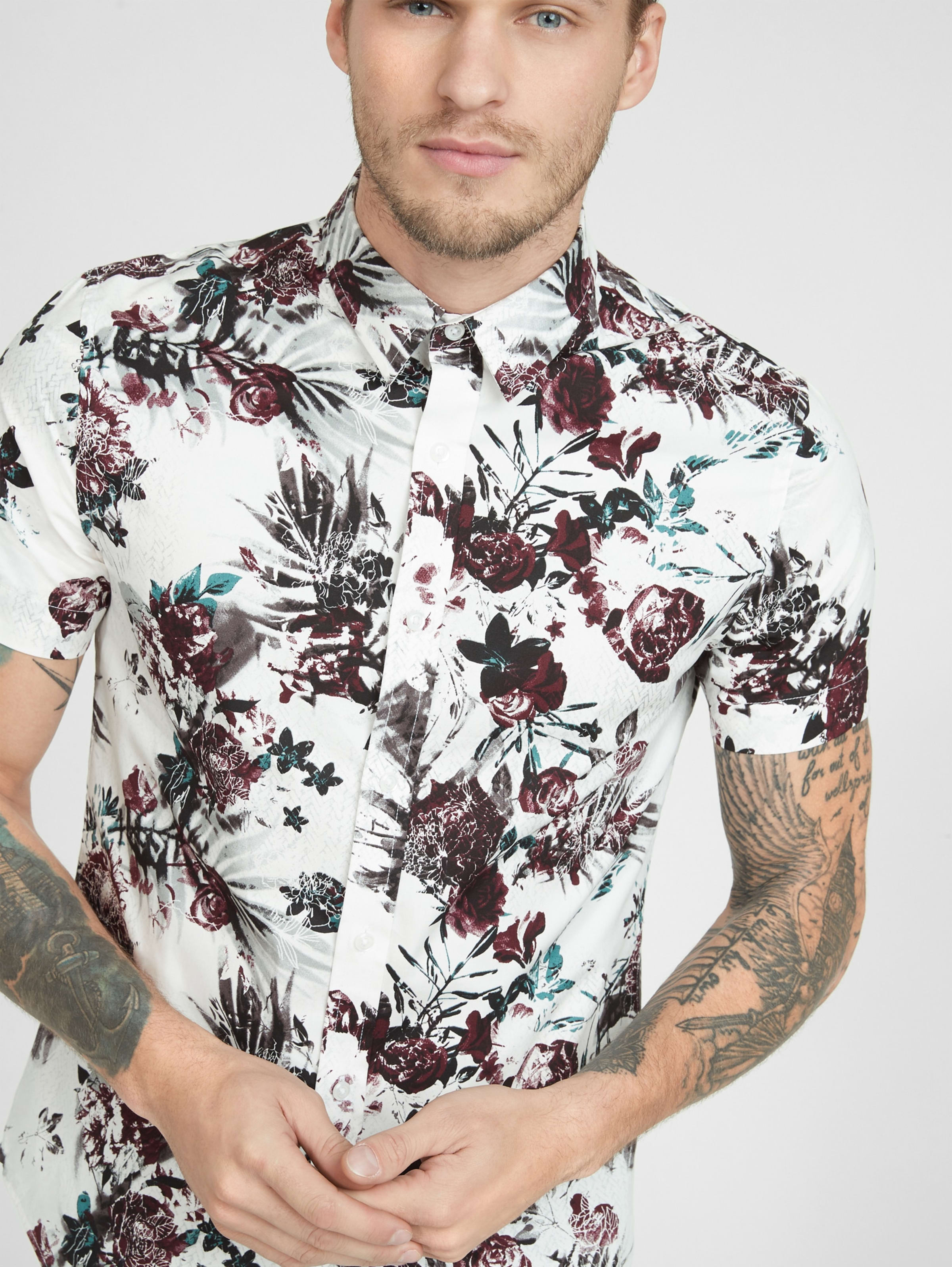 Abstract Printed Short Sleeve Shirt Gbyguess Com