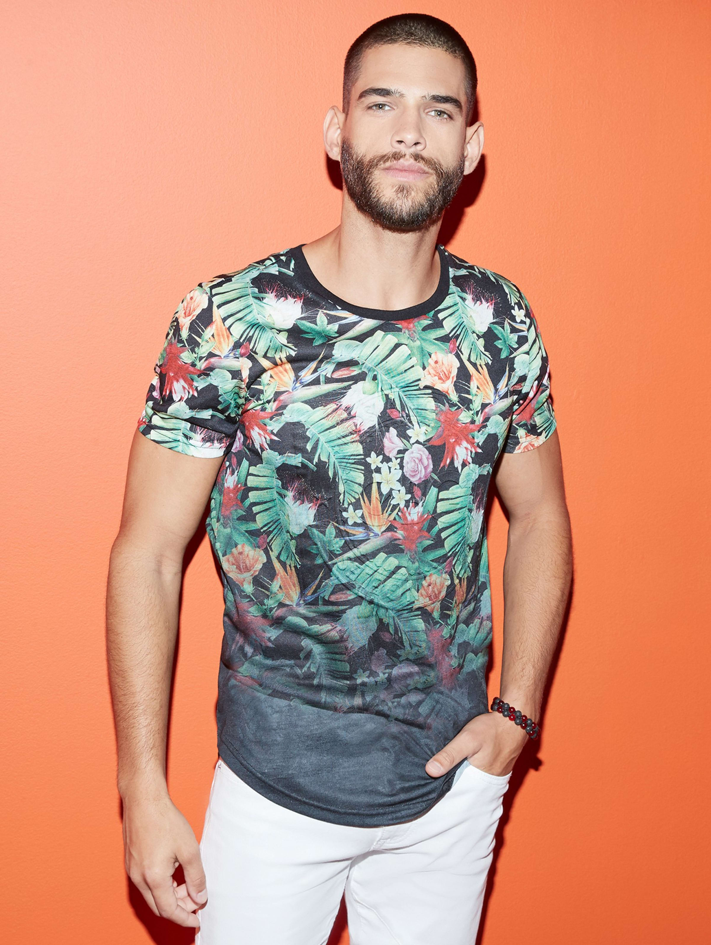 Shane Floral Embossed Logo Tee Gbyguess Com