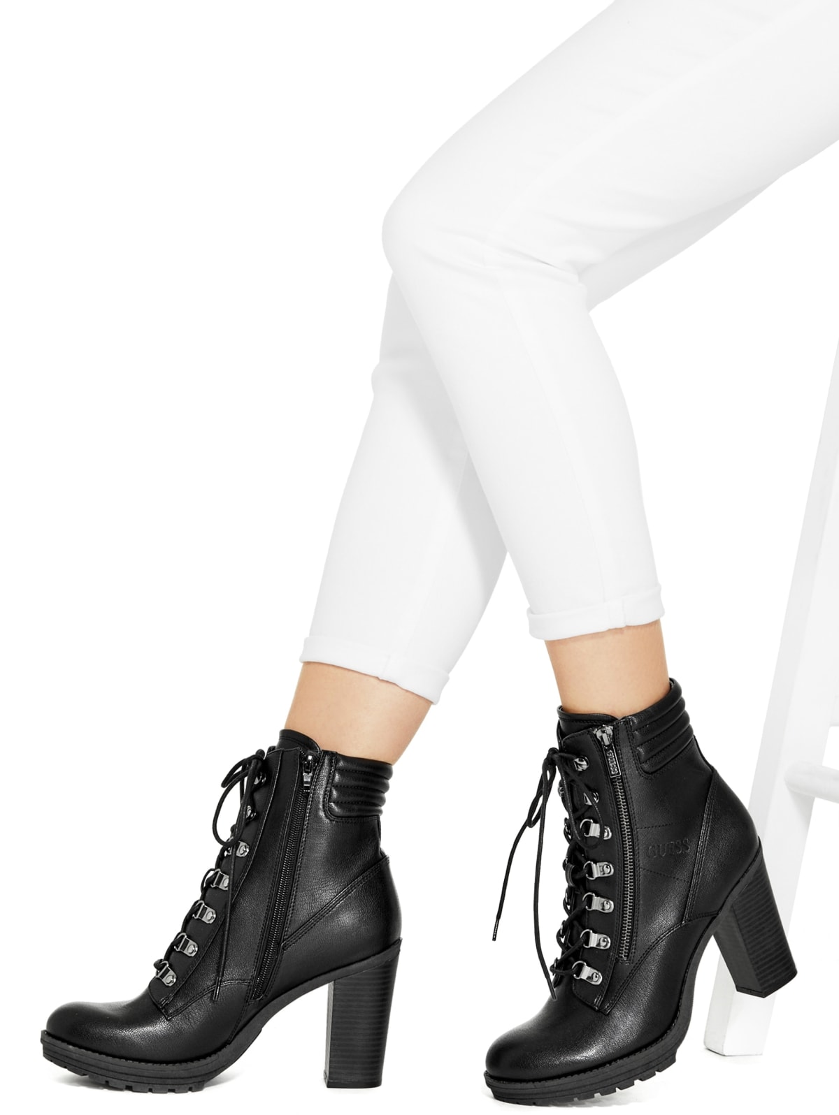 guess heeled combat boots