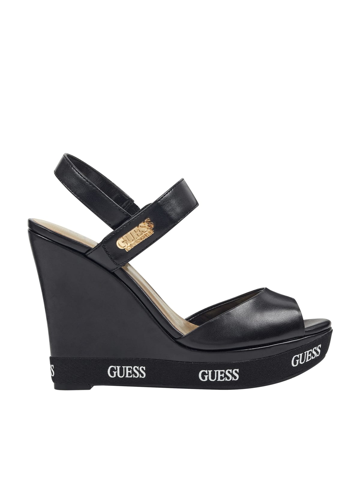 guess black wedge sandals