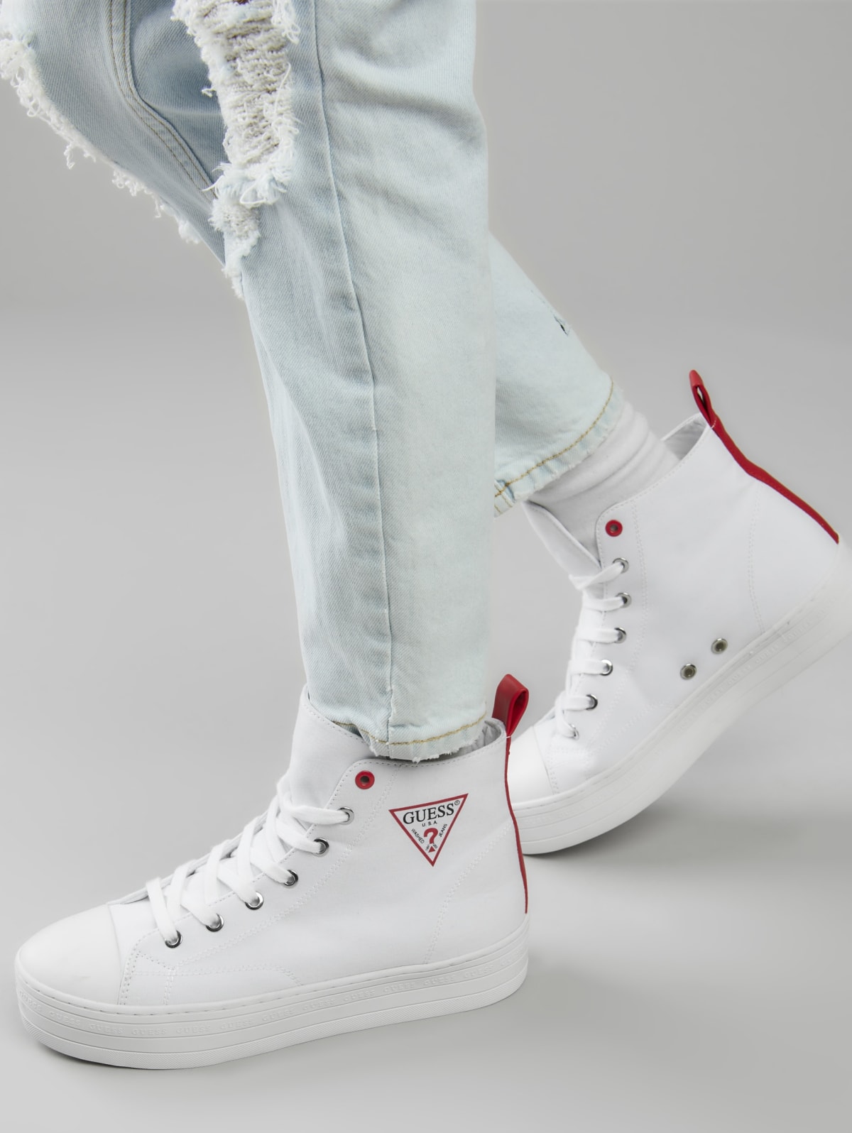 guess white platform sneakers