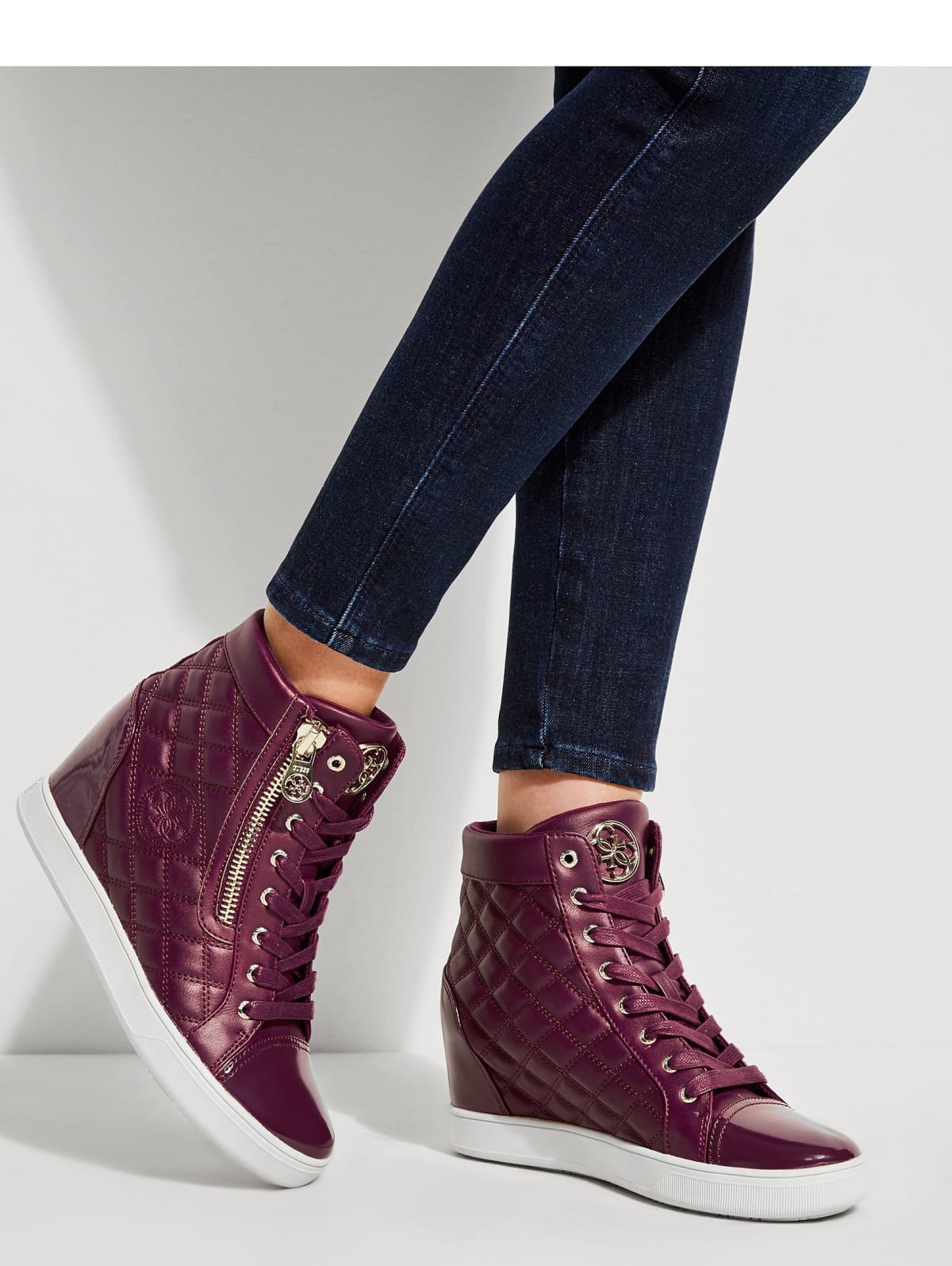 guess high top wedge sneakers