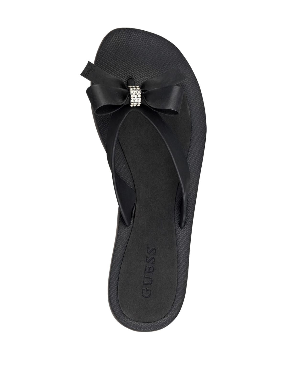 guess black flip flops with bow