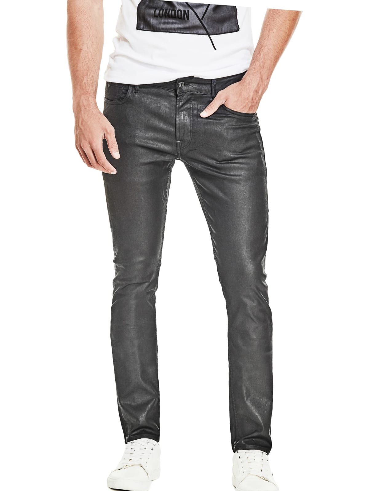 mens coated jeans