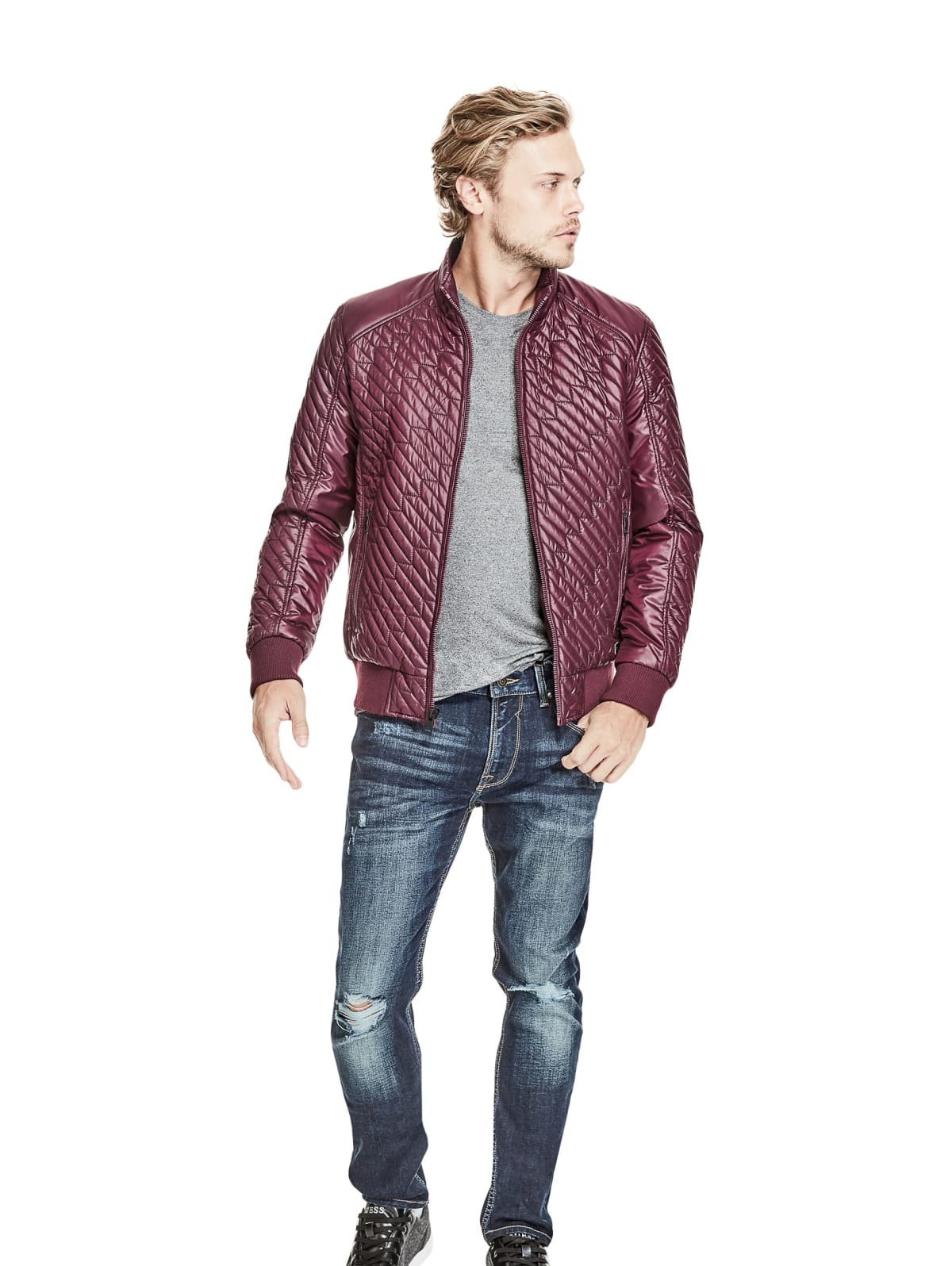 guess jake quilted bomber jacket