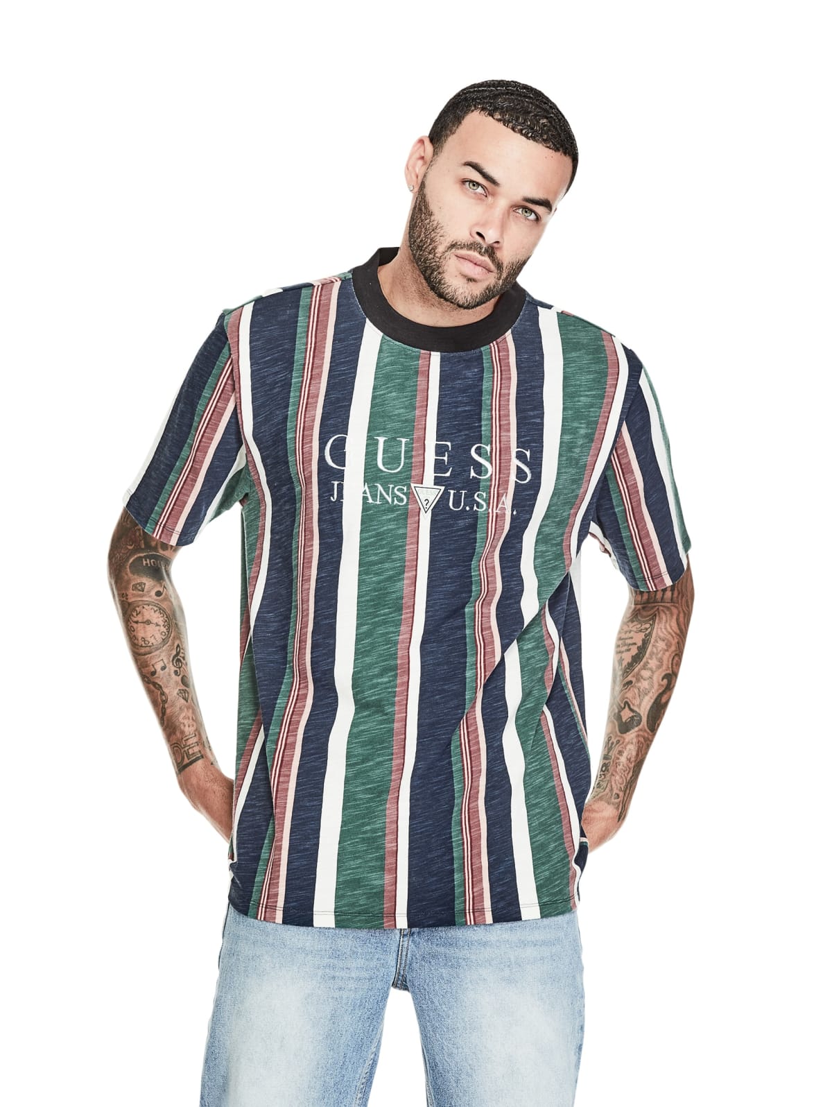 guess go sayer stripe tee