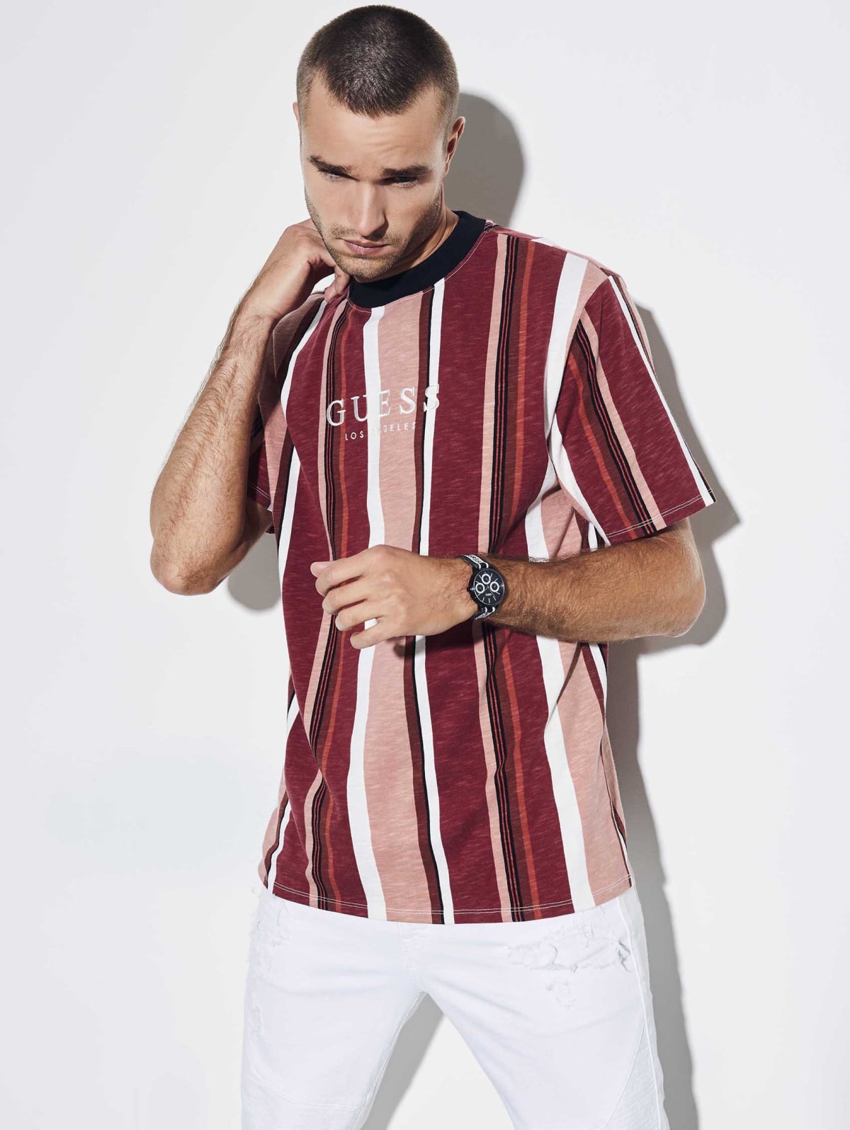 guess originals sayer striped tee