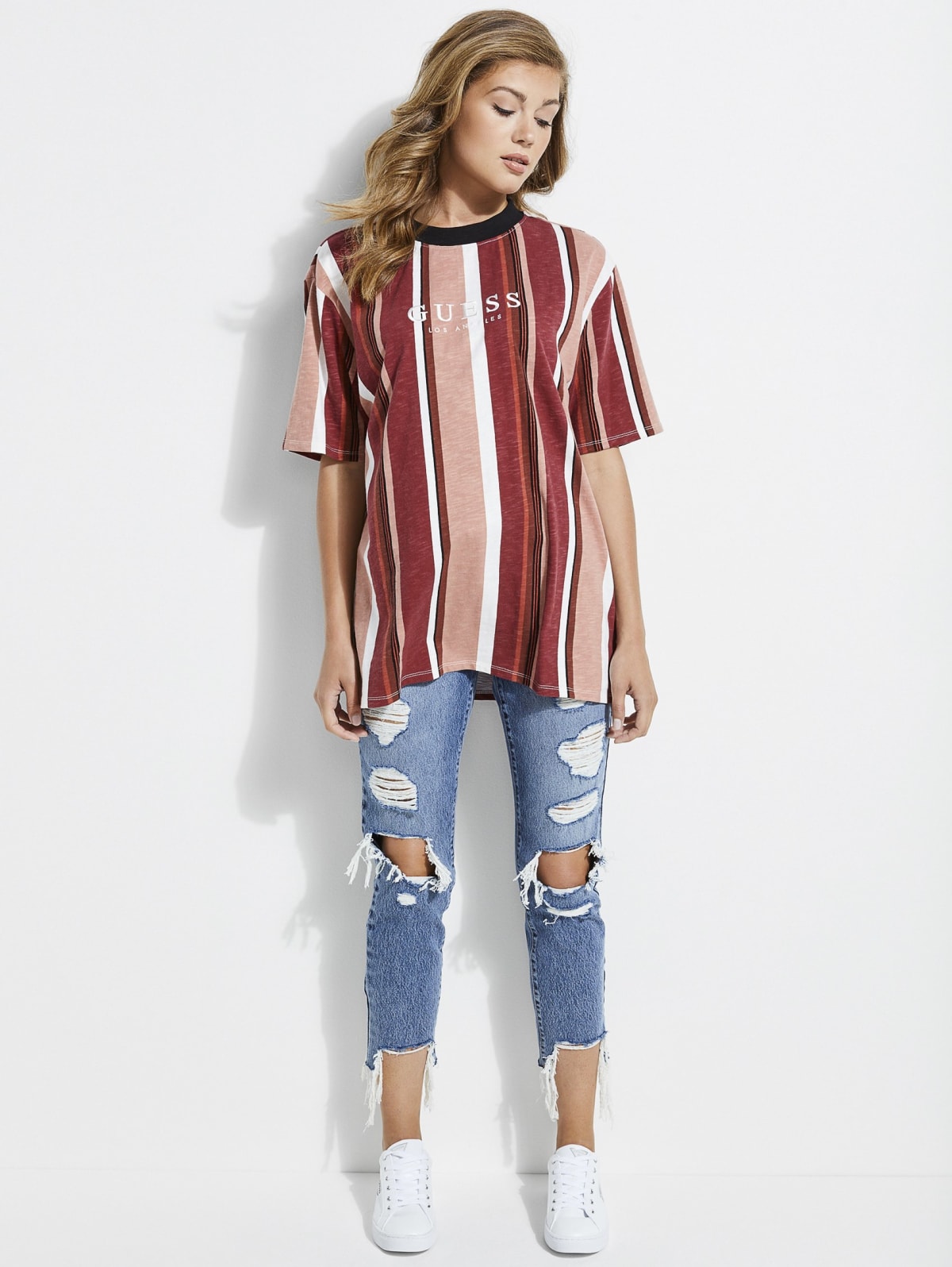guess striped t shirt womens