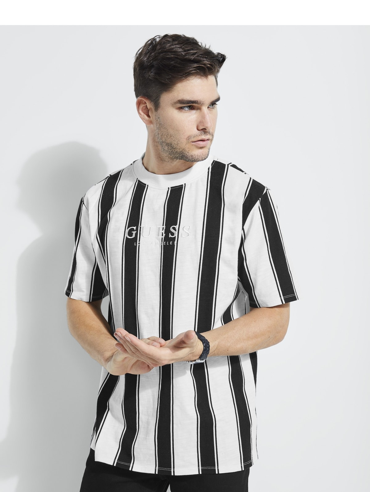 guess originals walden striped crew tee